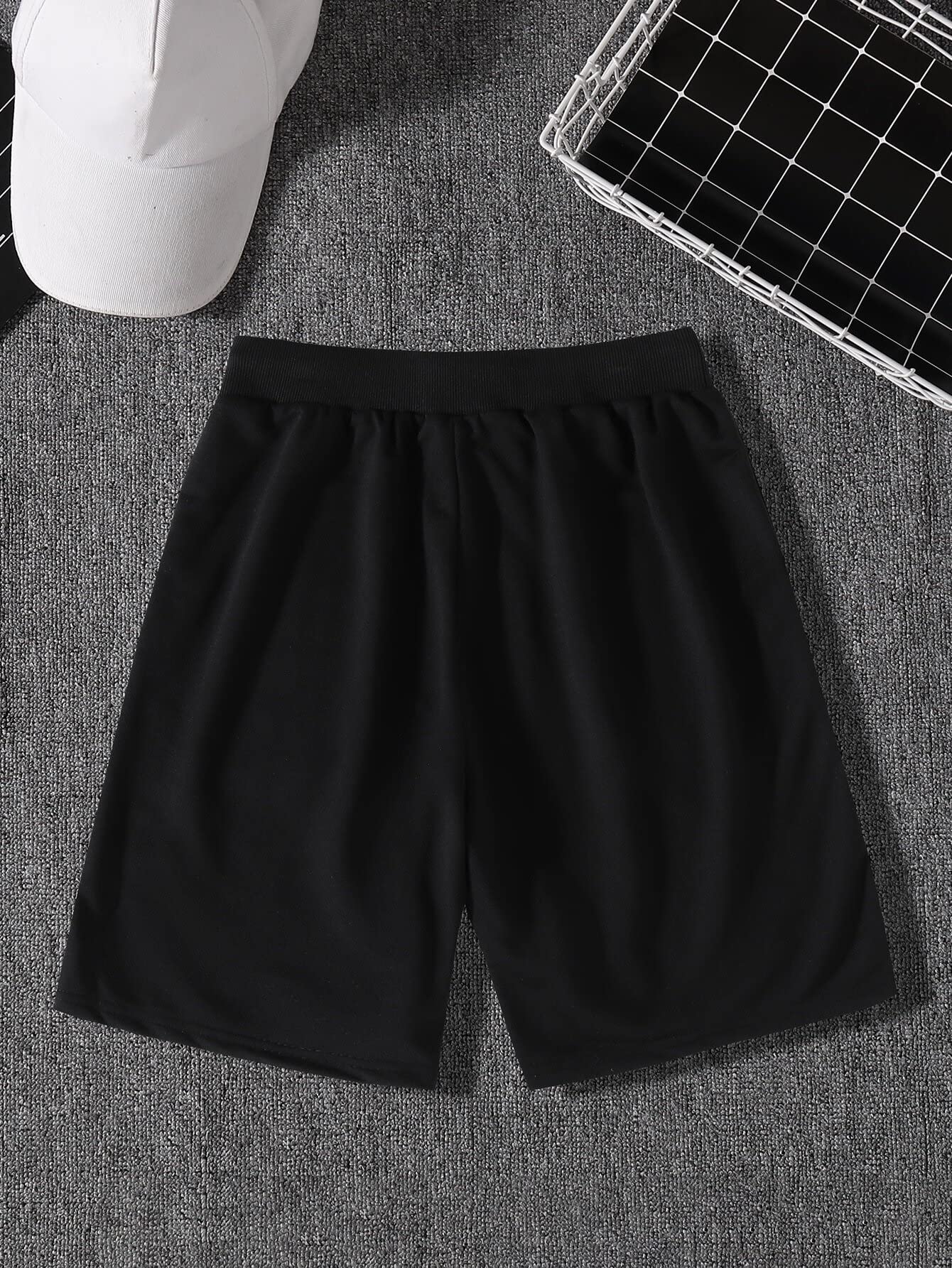 HDZWW Men's Casual Floral Print Drawstring Waist Shorts - Lightweight Summer Beach Shorts for Running, Gym & Outdoor Activities (Black, Size L)