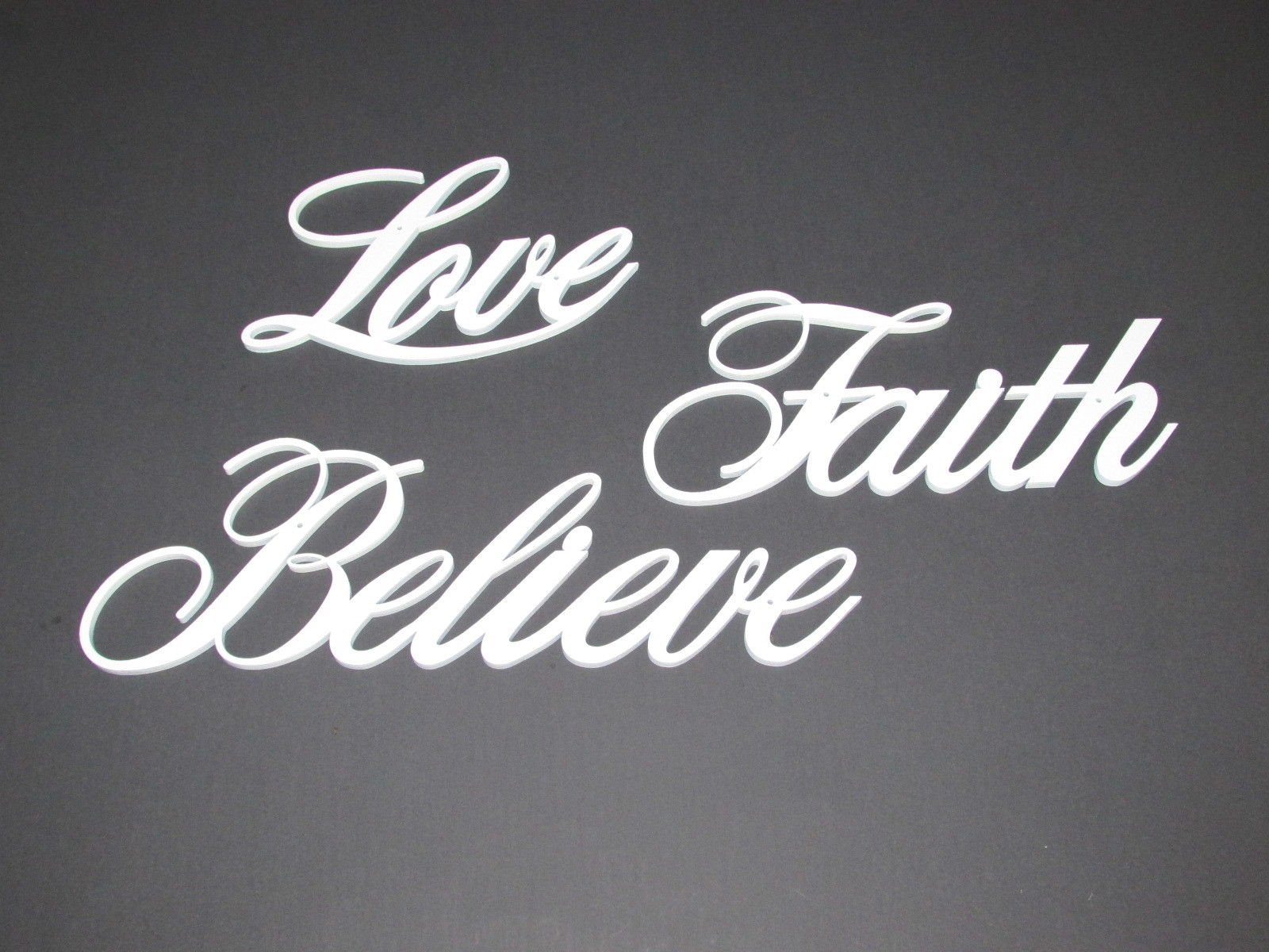Faith Love Believe Words - Laser Cut Wood Wall Art Decor for Home, Bedroom, Living Room - Inspirational Sign for Gifts & Spiritual Decor