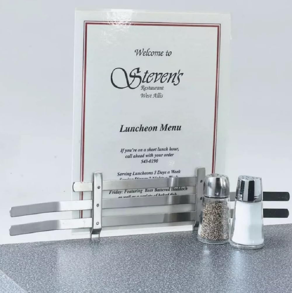 Stainless Steel Wall Mounted Menu Card Holder - Restaurant Bar Hotel Counter Display for Food Signs, Recipes & Photos | Durable & Stylish for Commercial Use