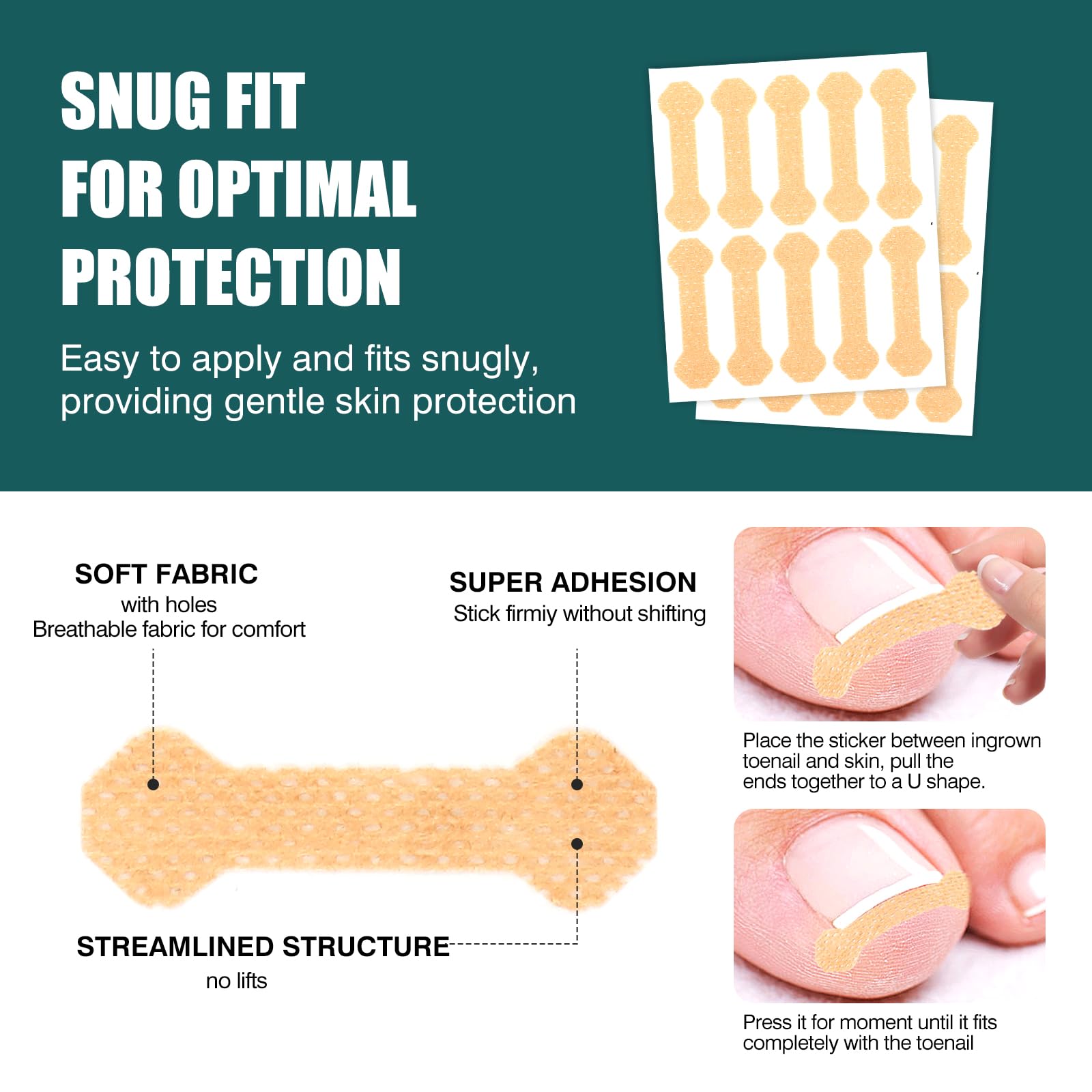 Professional Ingrown Toenail Treatment Strips & Pedicure Kit - 140 Pcs for Pain Relief & Toenail Care | Perfect for Home Use, Salon Treatments & Post-Surgery Recovery