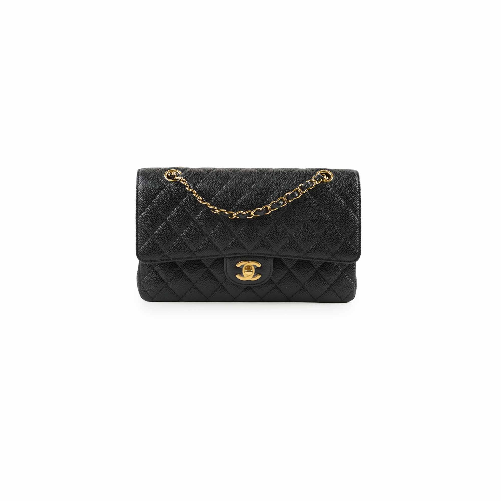Chanel Classic Flap Bag Medium M/L Black Caviar Leather 26 Series - Luxury Handbag for Women, Perfect for Parties, Work & Everyday Use