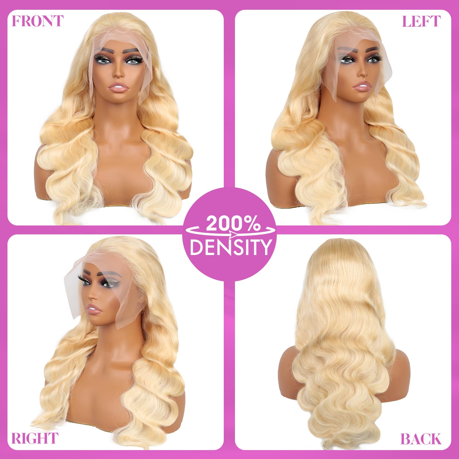 30 Inch 613 Blonde Human Hair Lace Front Wig - 200% Density Body Wave with Pre-Plucked Natural Hairline & 13x4 HD Lace Frontal - Perfect for Daily Wear, Cosplay, and Special Occasions