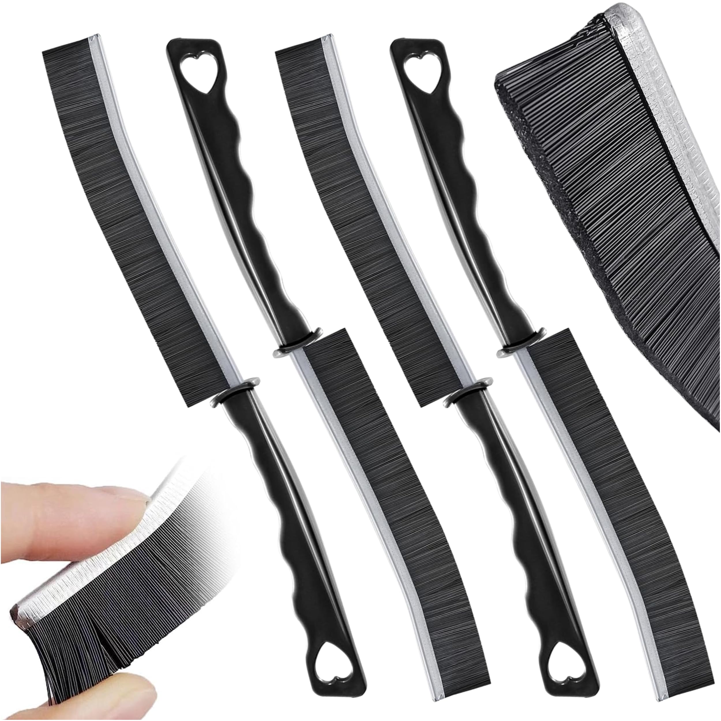 4-Pack Heavy Duty Hard Bristle Crevice Cleaning Brushes - Multi-Purpose Gap & Corner Cleaning Tools for Kitchen, Bathroom, Car Detailing, and Household Deep Cleaning