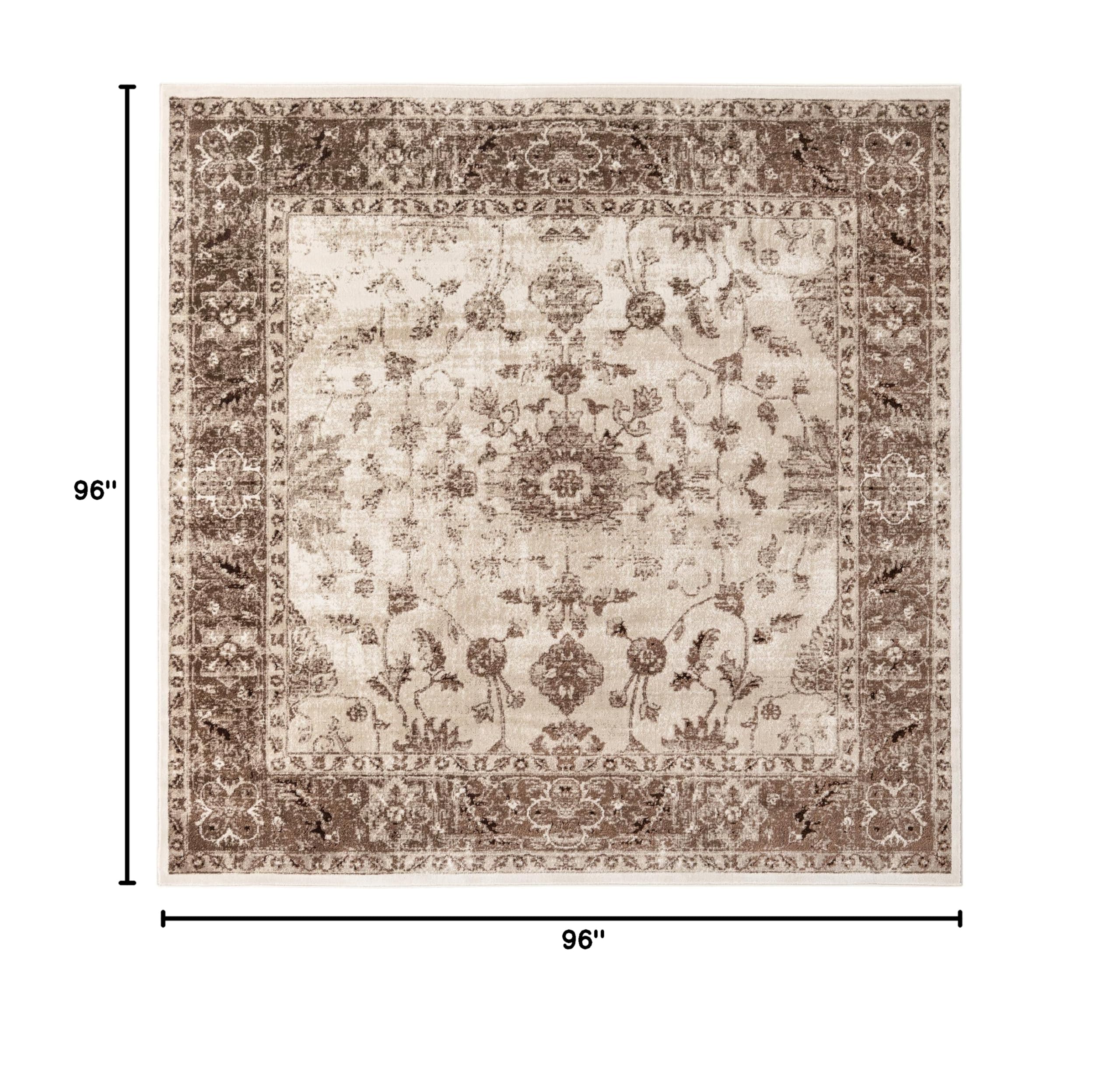 Premium Handmade Nepal Collection Rug – 8x8ft Cream Wool Area Rug for Living Room, Bedroom, Dining Room | Soft Medium Pile | Non-Slip Backing | Easy to Clean | Perfect for High Traffic Areas & Cozy Home Decor