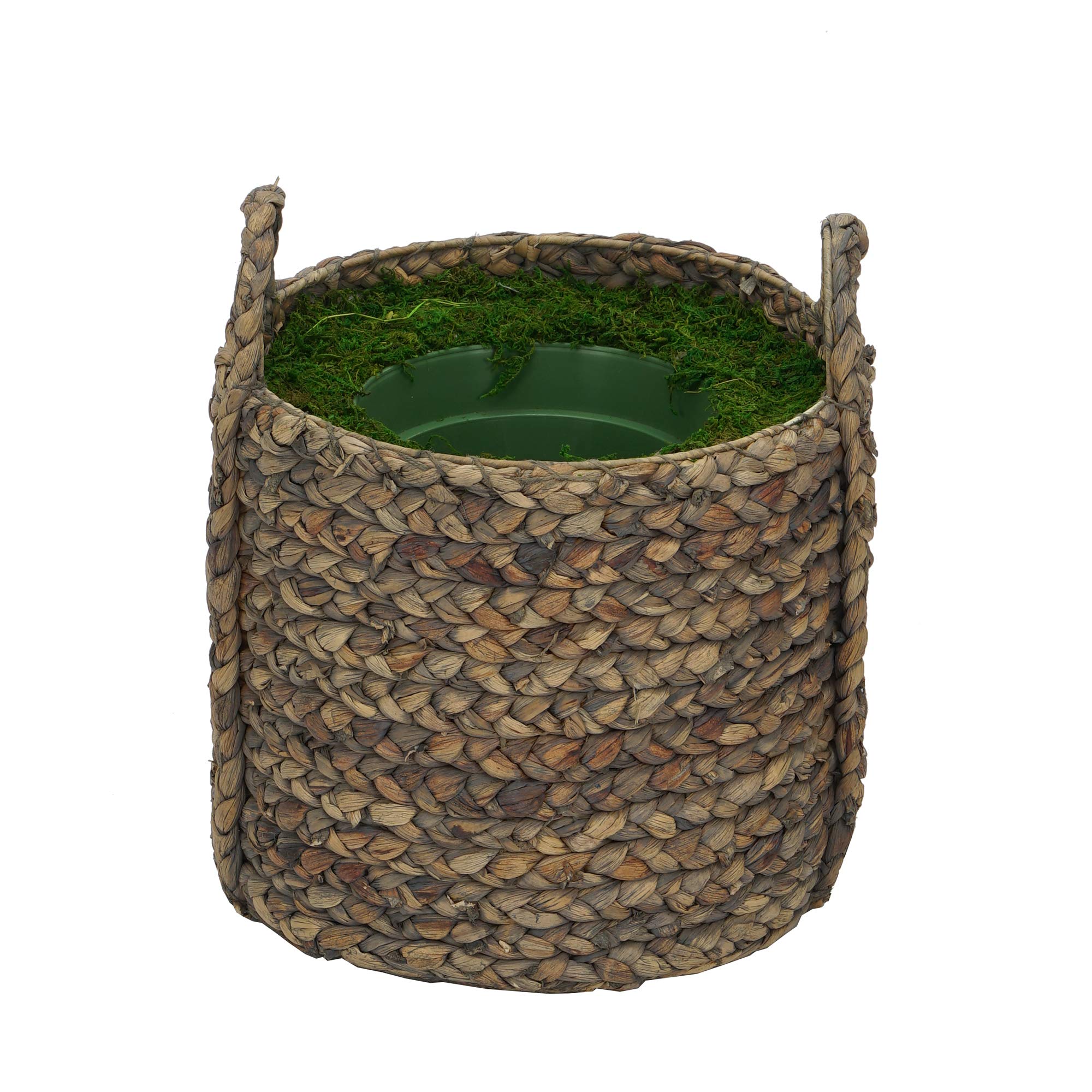 Large Braided Water Hyacinth Basket Planter - Grey-Wash Pot-in-a-Pot for Indoor/Outdoor Decor | House of Silk Flowers | Perfect for Home, Patio, or Garden Plant Display