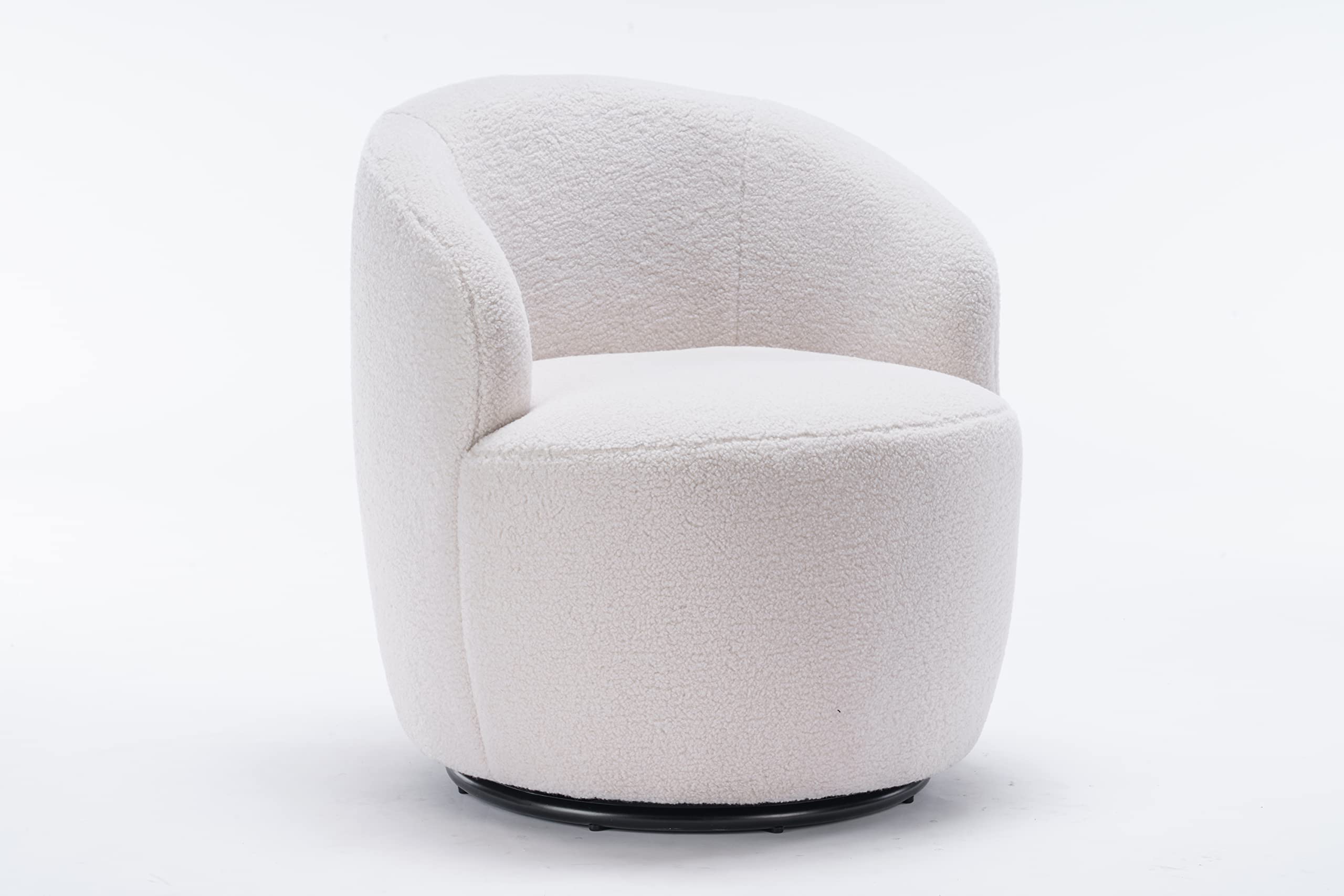 Homtique Small Swivel Barrel Chair - 360 Degree Rotating Comfy Round Club Chair with Boucle Fabric, Accent Armchair for Living Room, Bedroom, Apartment & Hotel Decor (Ivory-Teddy) - Perfect for Reading Nooks, Lounge Areas and Cozy Corners