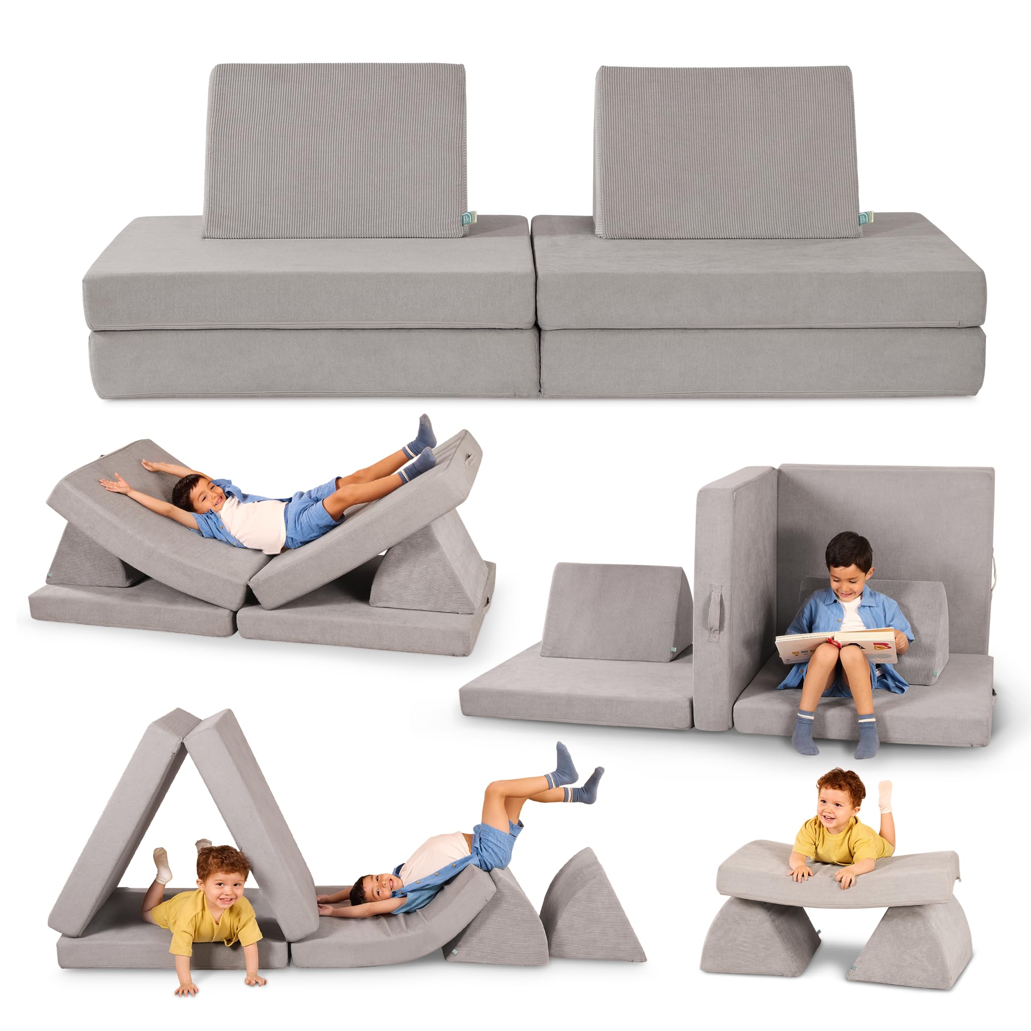B. Toys WonderFort Foam Fort Playset - Modular Foam Building Blocks for Kids with Sensory Fabric Covers & Handles - Removable Machine-Washable Covers - STEM Learning Toy for Toddlers 12+ Months - Perfect for Indoor Playrooms, Daycares & Sensory Play Areas