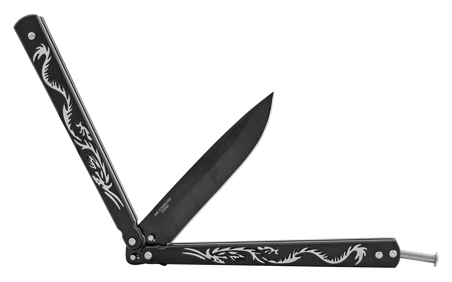 Japanese Dragon Butterfly Knife - Aluminum Balisong Trainer with Riveted Handle for Practice & Tricks | Perfect for Beginners & Collectors | Use for Flipping, Training & Martial Arts