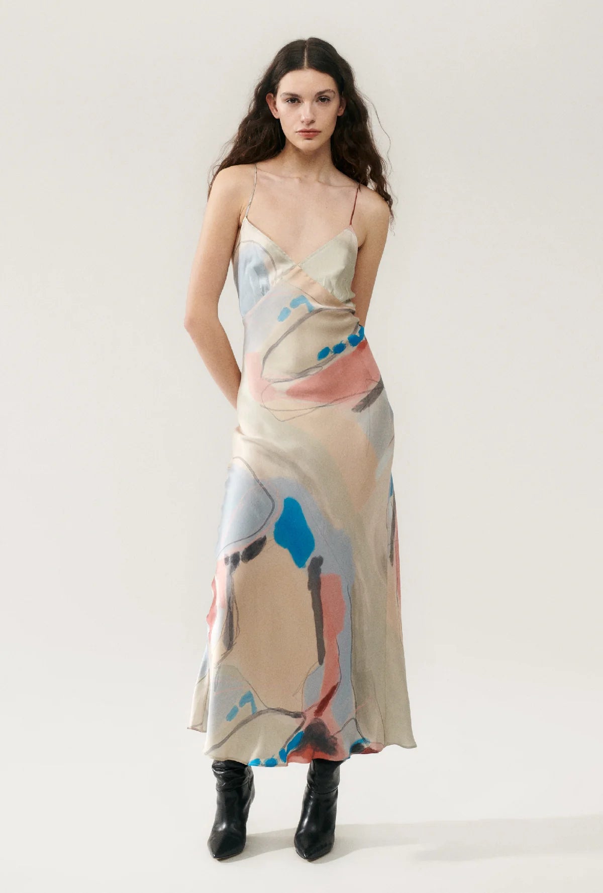 Deco Rouleau Expressionist Print Dress - Vintage Inspired Flowy Maxi Dress for Women | Perfect for Boho Chic Style, Art Gallery Events & Summer Vacations