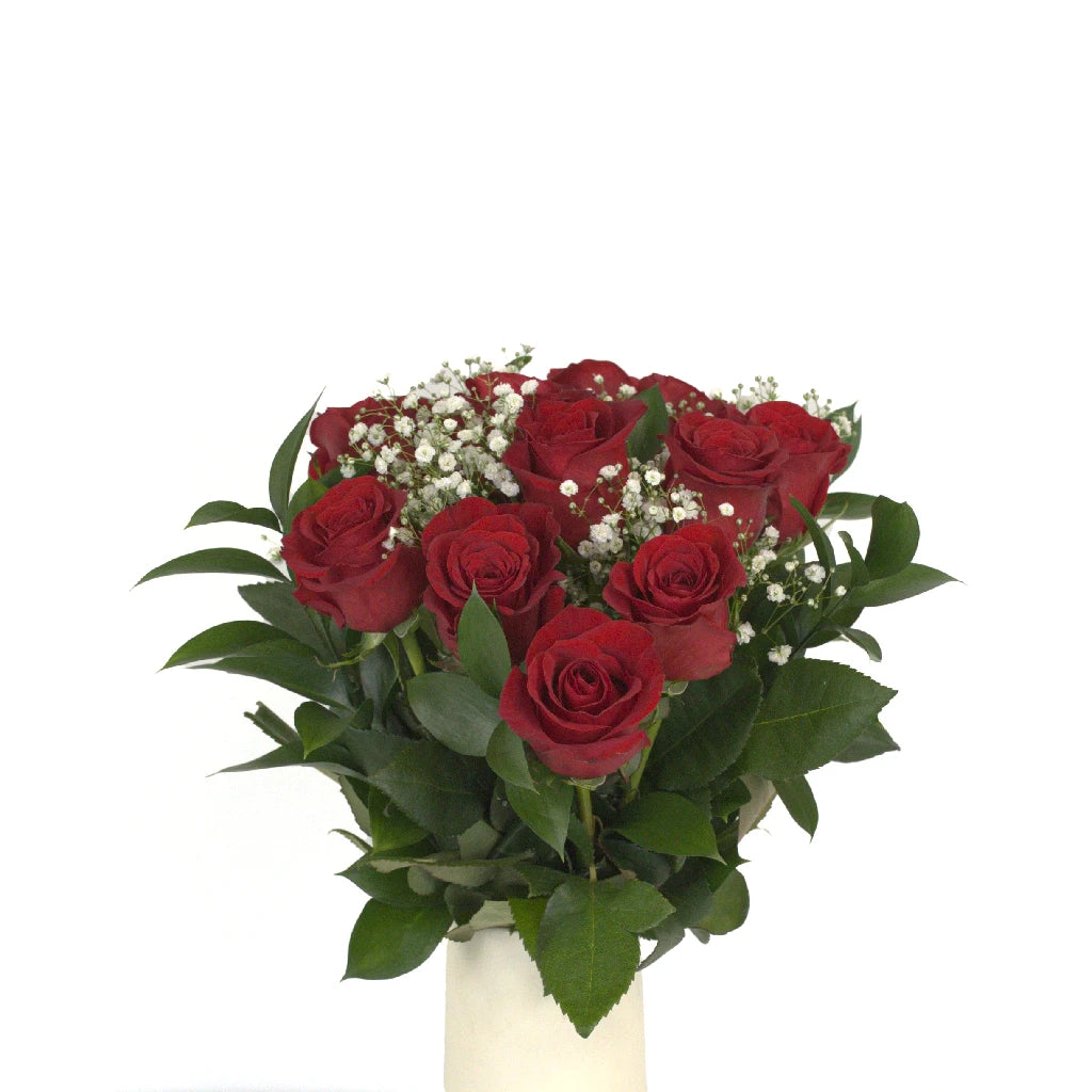 12 Long Stem Red Roses Bouquet - Fresh Valentine's Day Flowers Gift for Her, Anniversary, Wedding, Romantic Date Night Decor