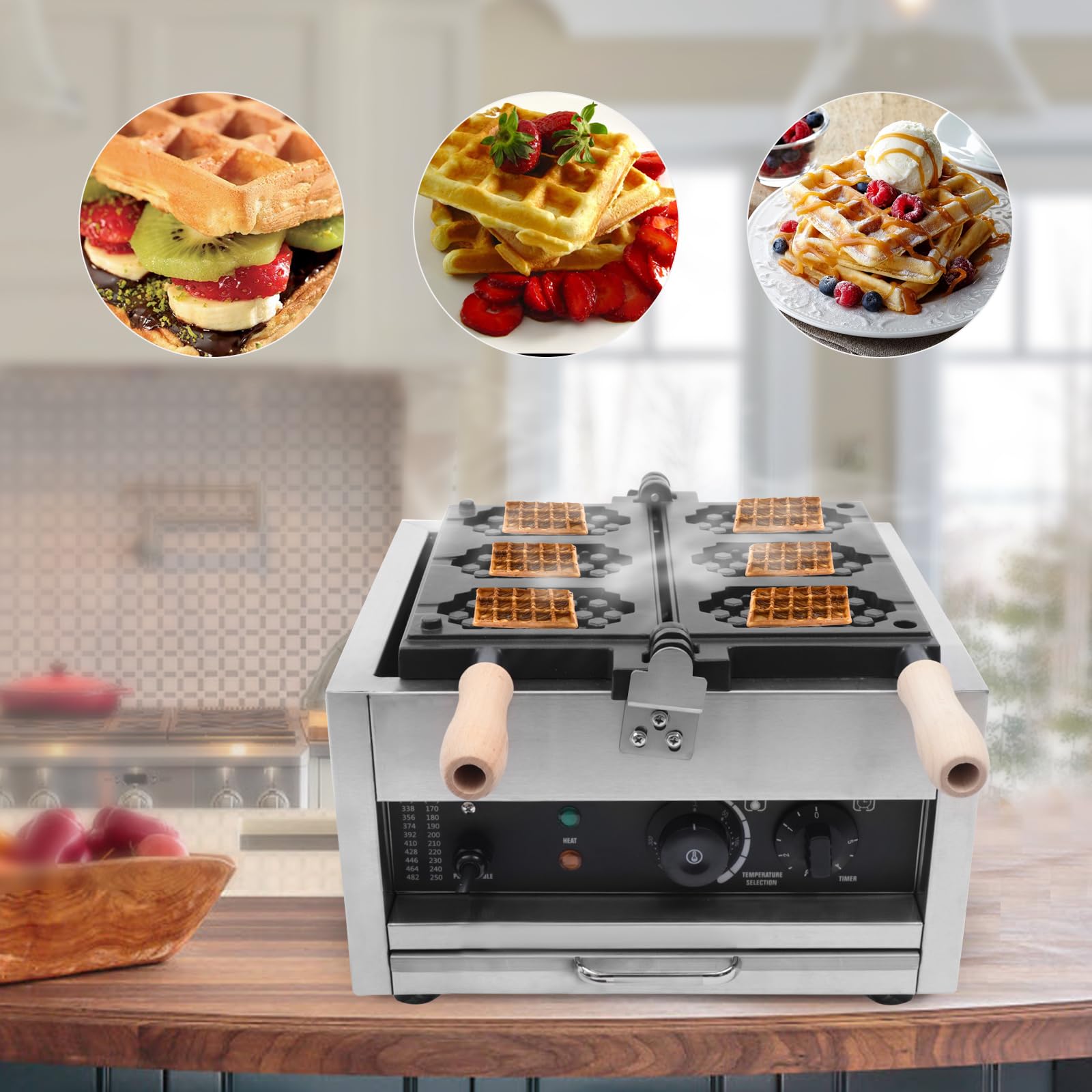 DYRABREST Electric Waffle Maker - Mini Honeycomb Double-Sided Non-Stick Waffle Iron for French Toast, Muffins & Pancakes (110V, 3-Piece Set) - Perfect for Breakfast, Brunch & Family Gatherings
