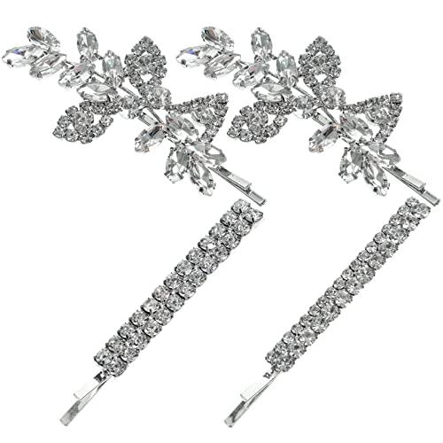 EXCLUZO 4pcs Rhinestone Hair Clips for Women - Elegant Bridal Wedding Hairpins & Hair Accessories - Perfect for Prom, Parties, and Special Occasions