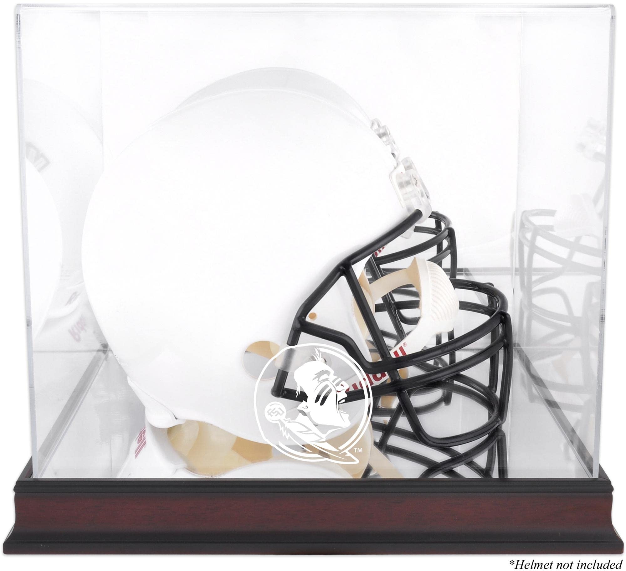 Florida State Seminoles FSU Mahogany Helmet Display Case with Mirror Back (2014-Present Logo) - Free Standing College Football Memorabilia Display for Man Cave, Sports Bar, or Fan Collection