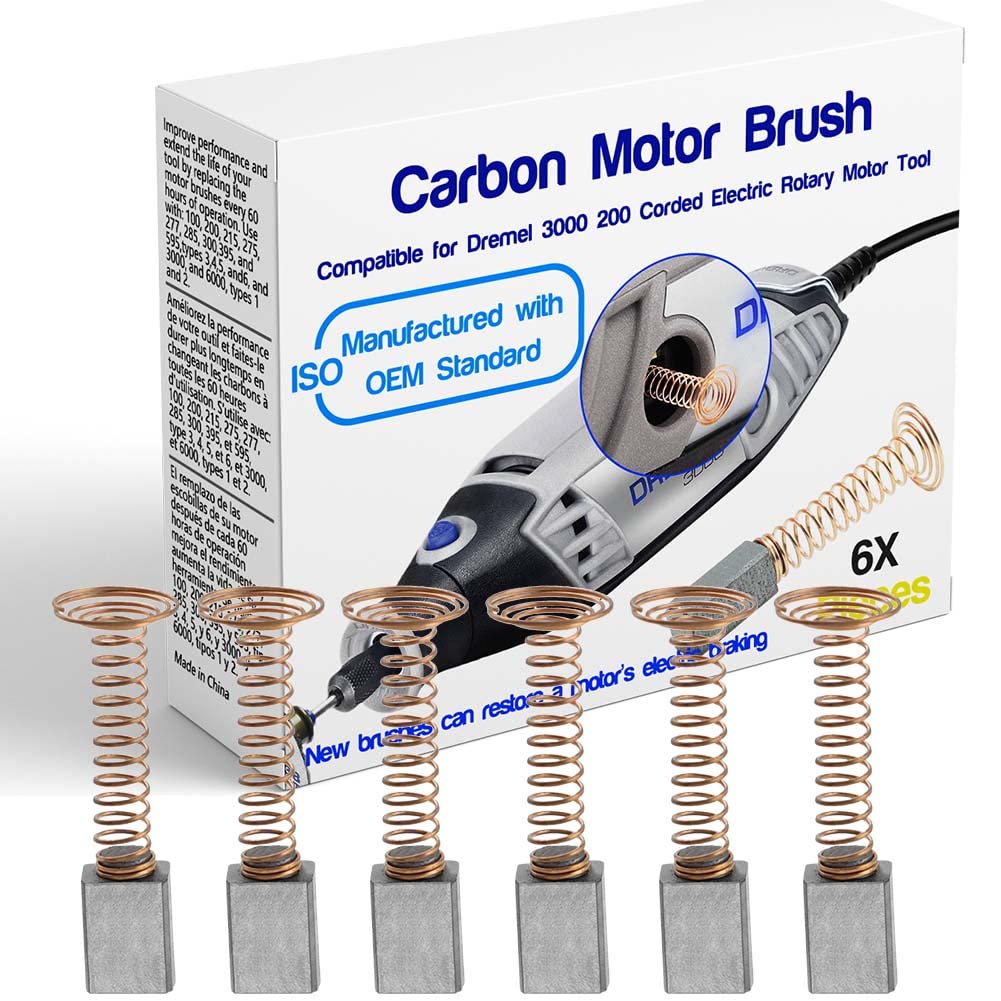 6-Pack Carbon Motor Brushes Replacement for Dremel 3000/200/276/396 - Compatible with Dremel 2610009829 - Perfect for Rotary Tool Repair & Maintenance - DIY, Woodworking & Craft Projects