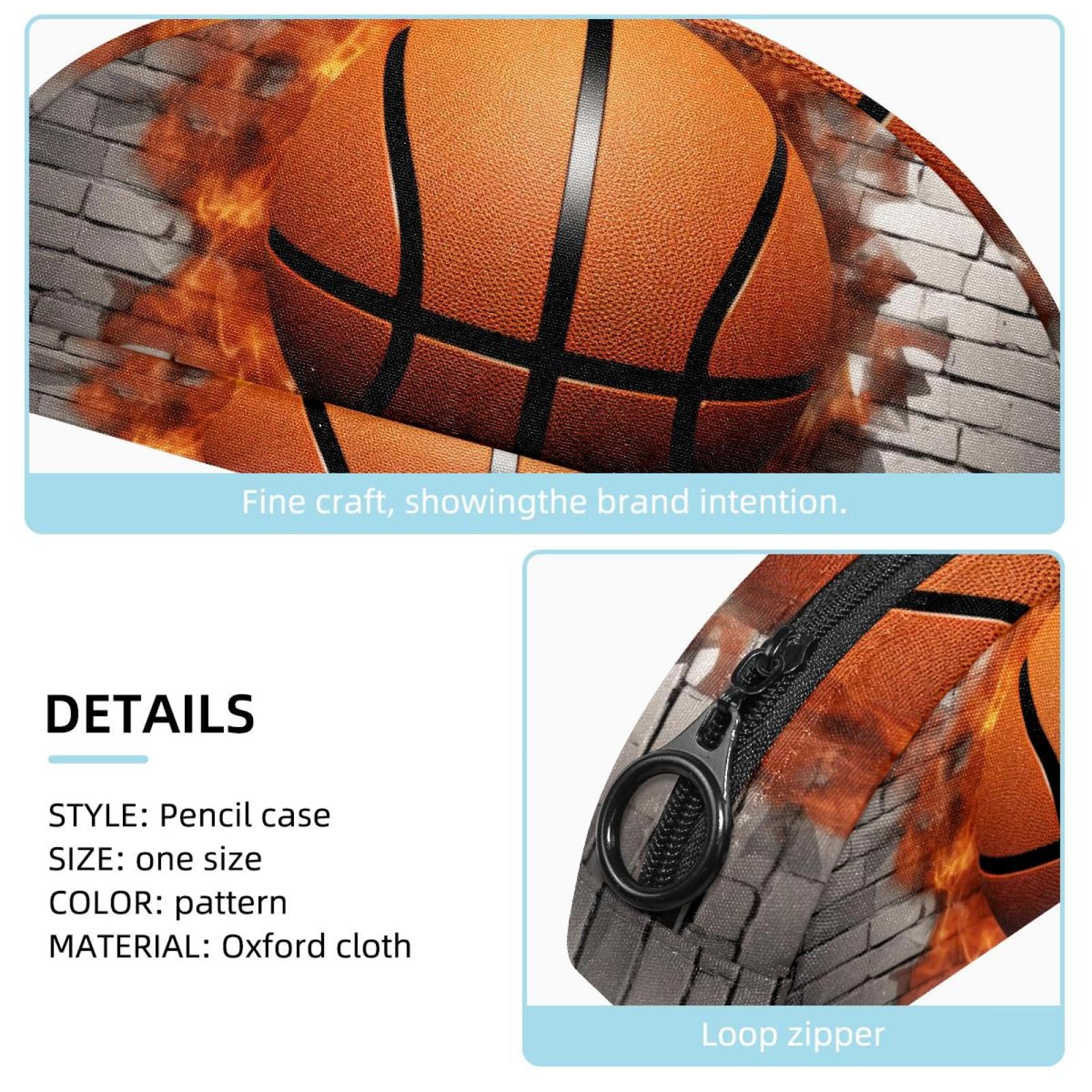 3D Basketball Pattern Pencil Pouch - Small Pen Case for School, Office & Travel - Durable Zippered Pencil Holder for Students, Artists & Professionals - Perfect for Organizing Pens, Pencils & Art Supplies