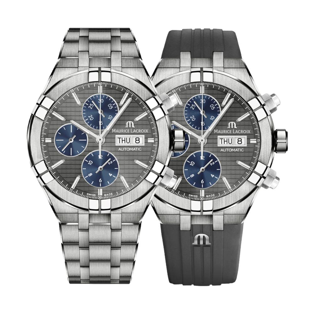 AIKON Men's Automatic Chronograph Watch - 44mm Grey Dial, Stainless Steel Band - Perfect for Business, Casual & Outdoor Activities