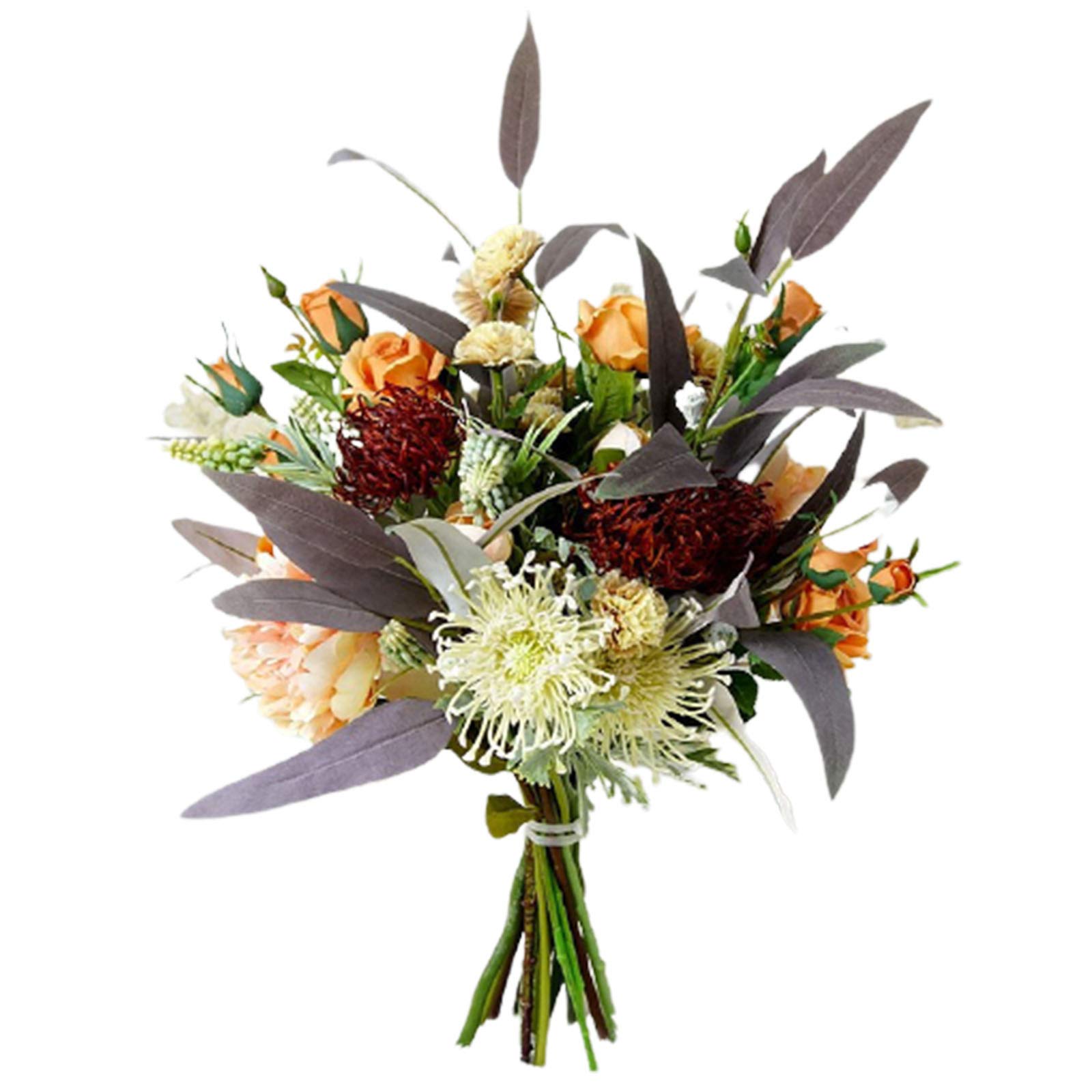 QILIN Artificial Peony & Rose Bridal Bouquet - Realistic Fake Flowers for Wedding, Home Decor, Party & Photography - Perfect for Centerpieces, Table Settings & Event Styling