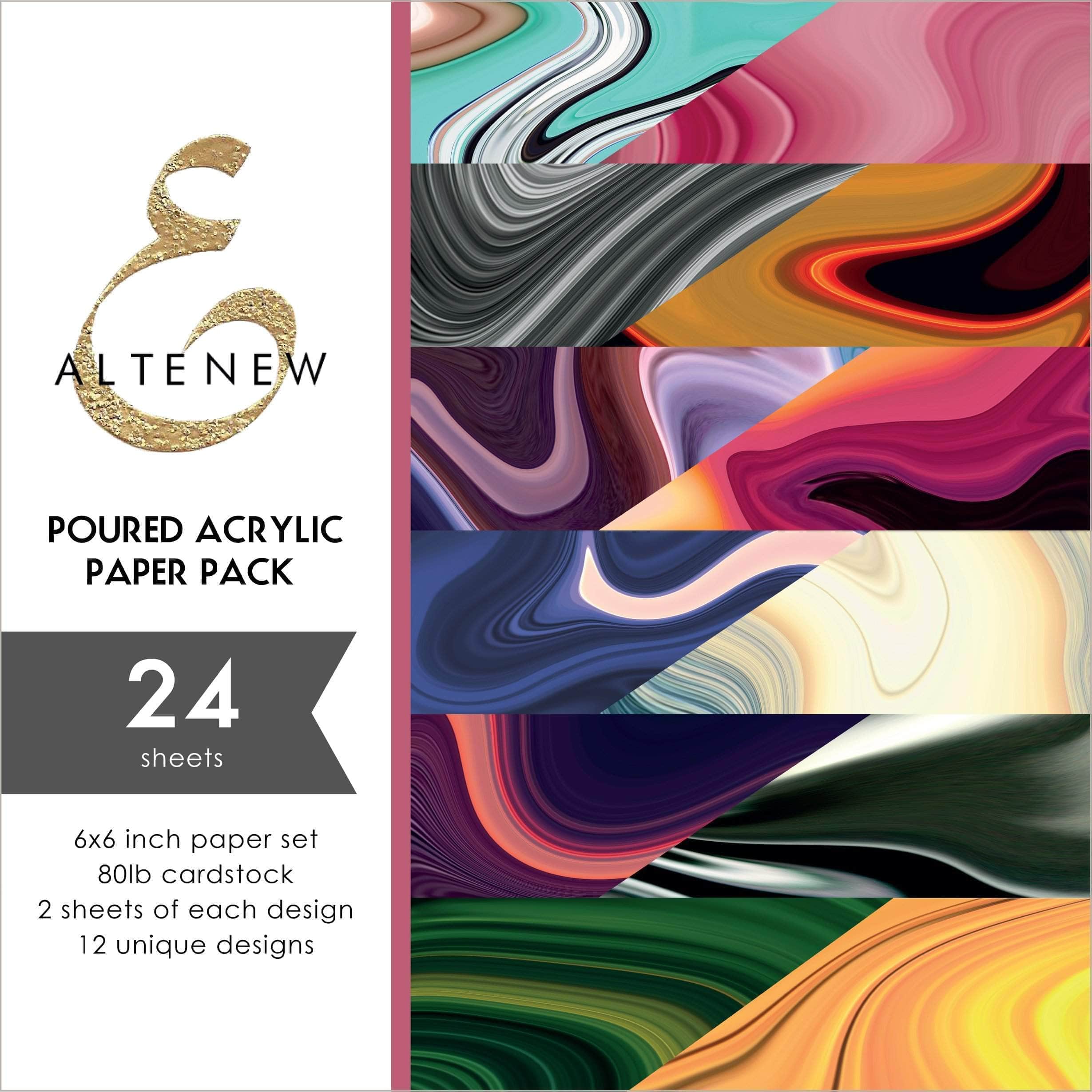 Premium 6x6 Poured Acrylic Paper Pack for Scrapbooking, Card Making & DIY Crafts - Acid-Free Art Paper for Mixed Media Projects