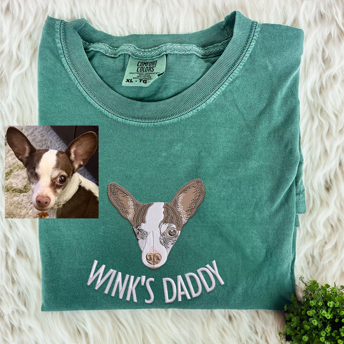 Custom Embroidered Dog Dad T-Shirt with Pet Portrait - Personalized Photo to Shirt Gift for Dog Lovers | Comfort Colors® | Perfect for Father's Day, Pet Memorial & Dog Owner Appreciation