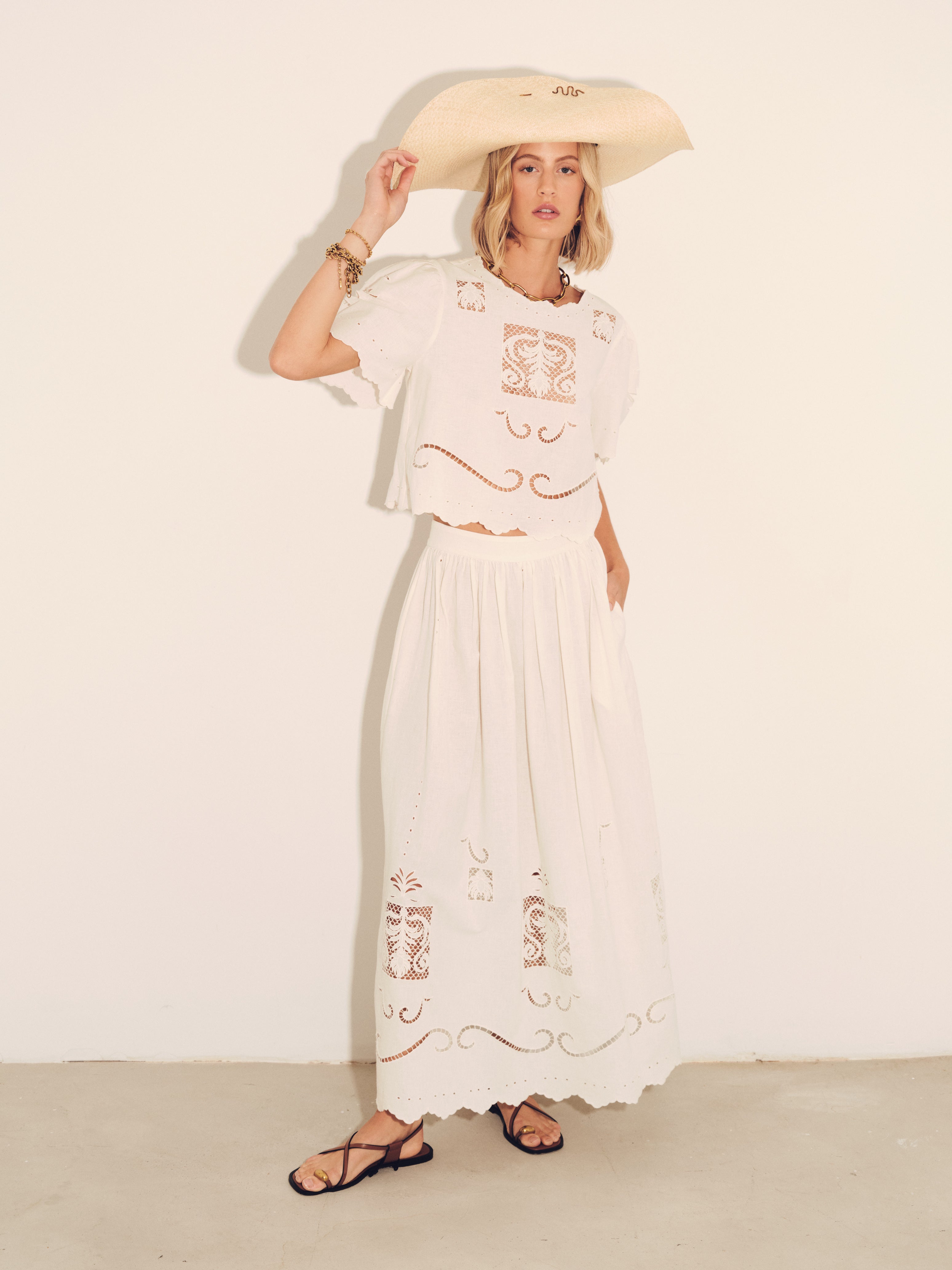 Larissa Skirt - Women's Flowy Midi Skirt with Elastic Waist | Perfect for Summer, Beach, and Casual Outings