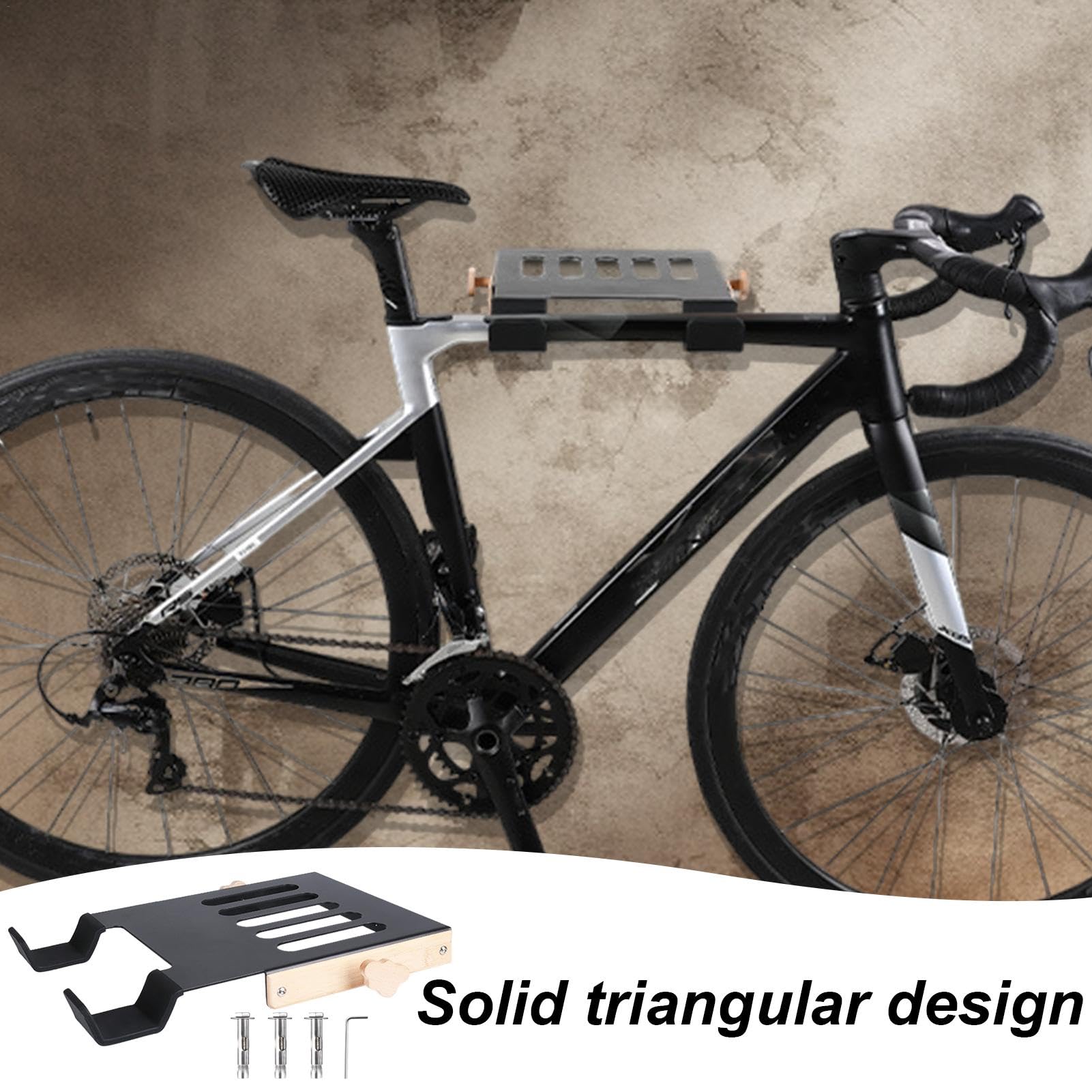 Wall Mount Bike Rack - Heavy Duty Mountain & Road Bicycle Storage Holder with Mounting Hardware - Space Saving Garage & Living Room Bike Display for Cycling Enthusiasts