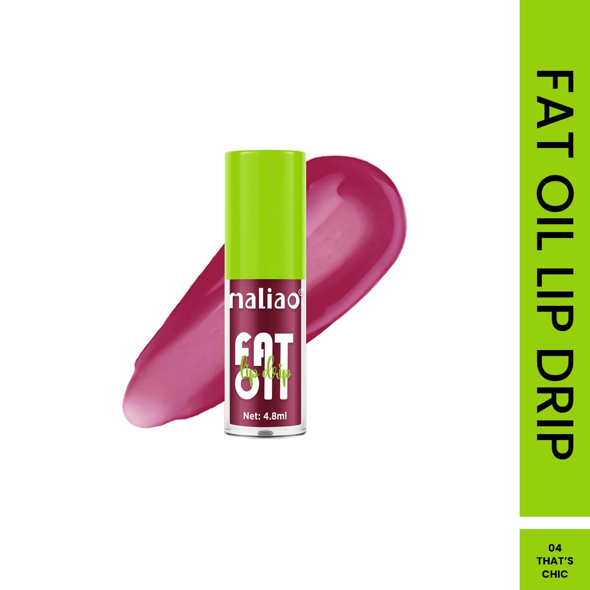 Maliao Fat Oil Lip Drip Gloss - 8 Hydrating Non-Sticky Shades, High-Shine Finish, 4.8ml (THAT'S CHIC, MEDIUM) | Perfect for Daily Wear, Date Nights & Special Occasions