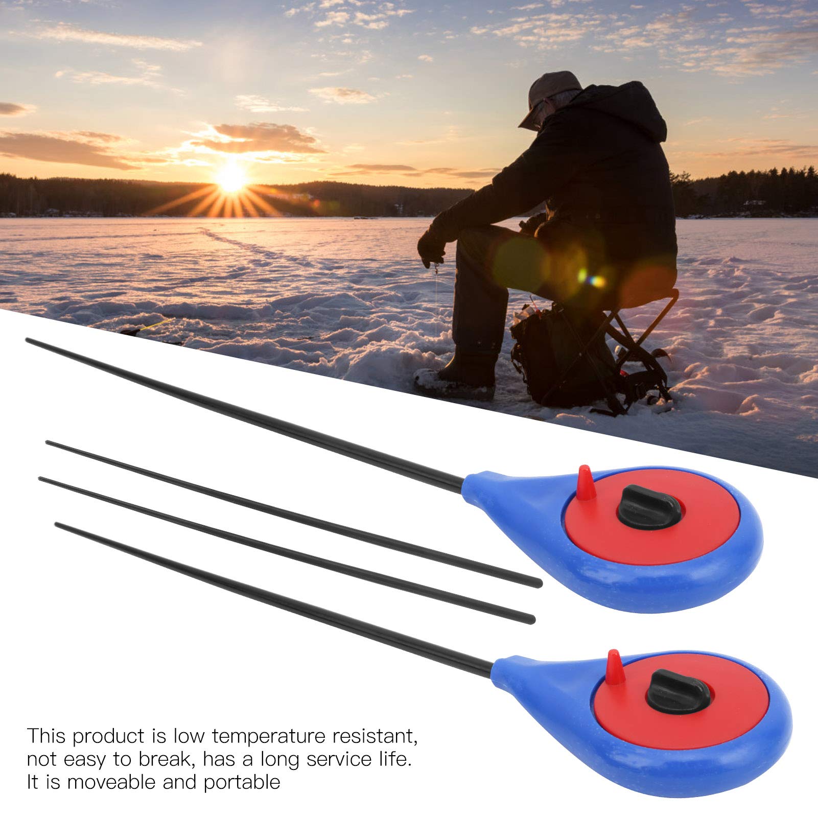 Ubersweet® 2-Piece Ice Fishing Pole Kit - Corrosion Resistant, Durable Fishing Rod Set for Winter Fishing | Perfect for Reservoir, Pond & Ice Fishing Enthusiasts (Blue) | Great Gift for Anglers & Outdoor Adventures