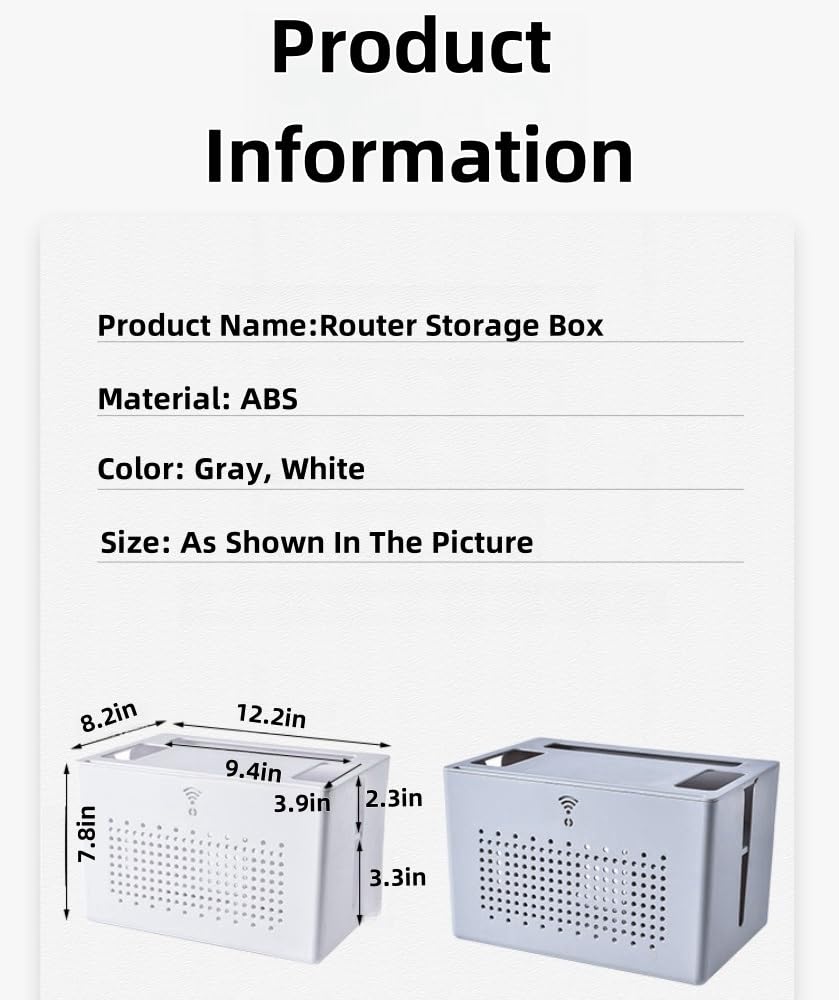 WiFi Router Storage Box - Wall Mount Network Set Top Box Organizer with Shielding Shelf for Home & Office Desktop - White | Perfect for Living Room, Bedroom, and Workspace Organization