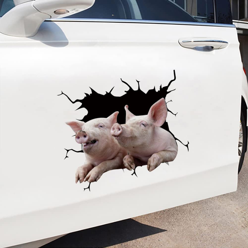 Eforcase 4-Piece 3D Animal Crack Car Stickers - Funny Pigling Vinyl Window Decals, Transparent Car Clings for Vehicles | Perfect for Car Windows, Trucks, SUVs & Personalizing Your Ride