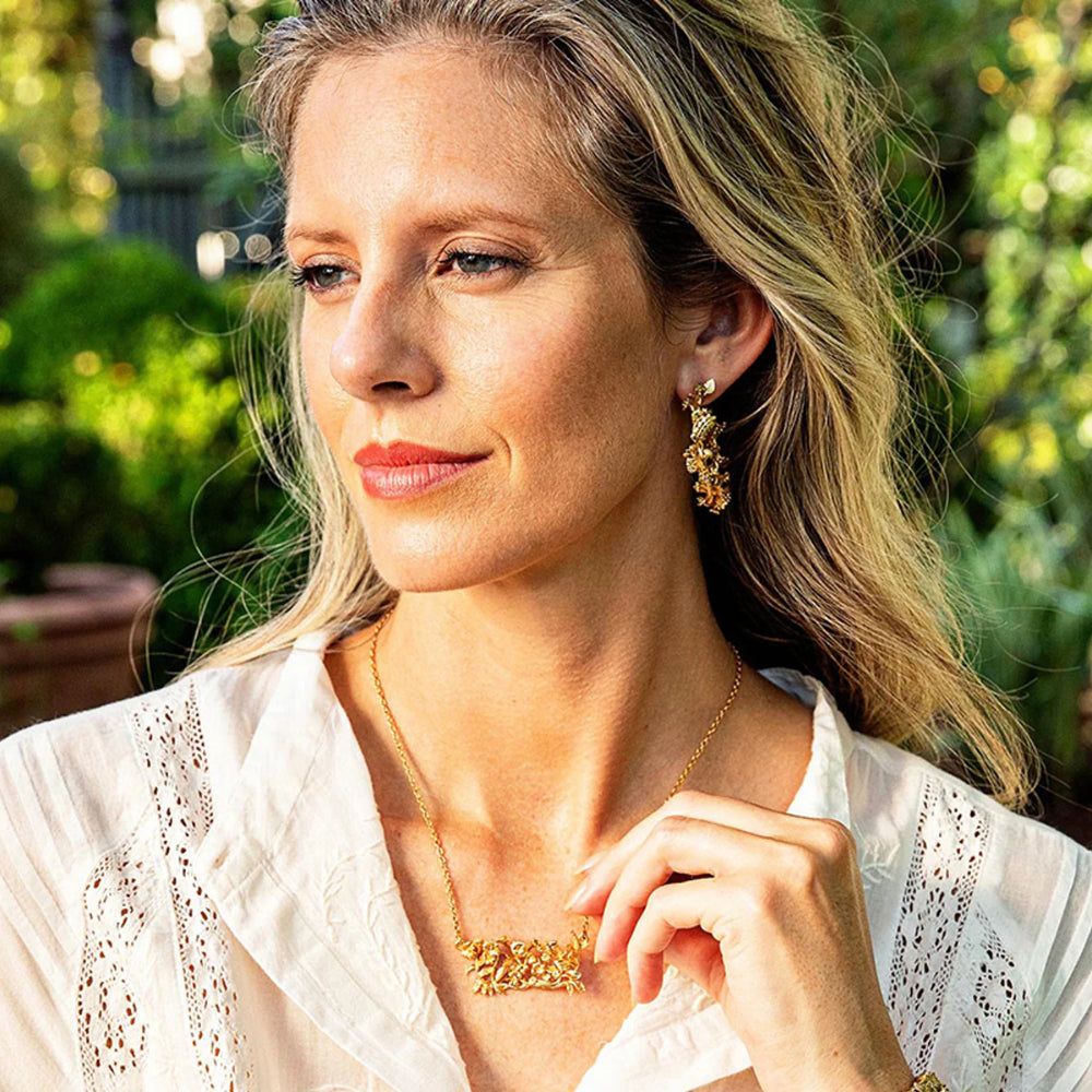 Capucine De Wulf Meadow Grande Hoop Earrings - 18K Gold Plated Statement Jewelry for Women | Elegant Boho Chic Accessories for Parties, Weddings & Everyday Wear