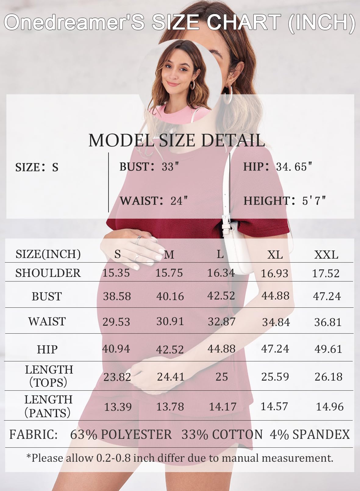 OneDreamer Women's Maternity Pajama Set - 2 Piece Pregnancy Lounge Outfit with Short Sleeve Top & Shorts | Comfortable Mama Clothes for Sleeping, Nursing & Relaxing at Home