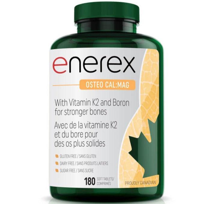Enerex Osteo Cal:Mag 180 Tablets - Calcium Magnesium Supplement for Bone & Joint Health - Supports Strong Bones, Muscle Function & Relaxation - Ideal for Active Adults & Seniors