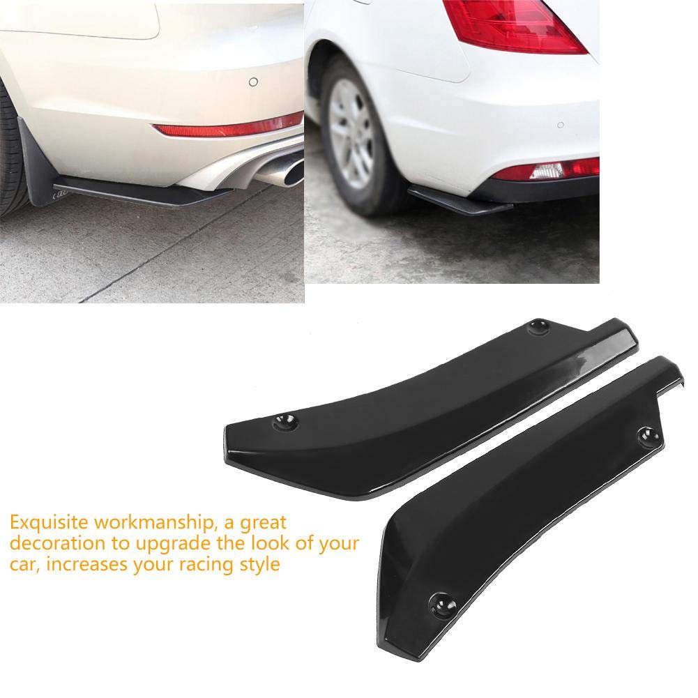 Universal Rear Bumper Lip Splitter & Canard Diffuser - 1 Pair ABS Plastic Car Spoiler Fins for Enhanced Aerodynamics & Style (Black) - Perfect for Sports Cars, Tuner Vehicles & Performance Upgrades