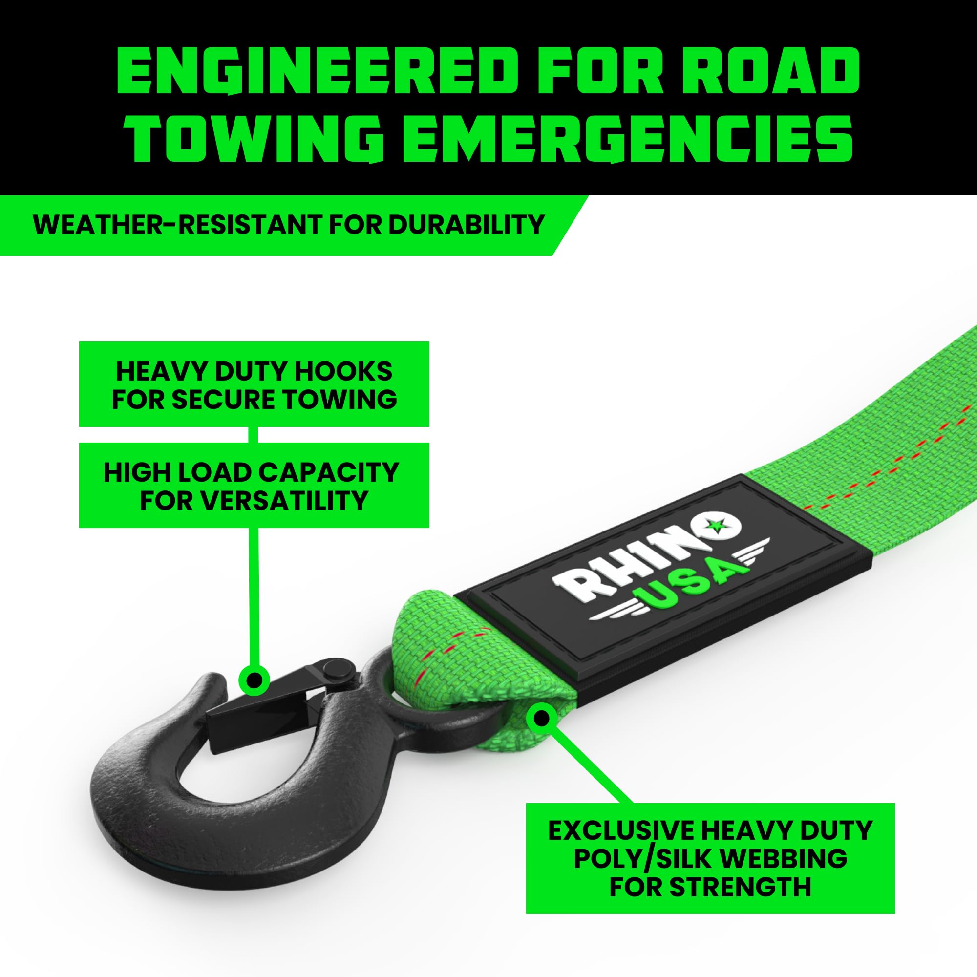Rhino USA Heavy Duty Tow Strap 2