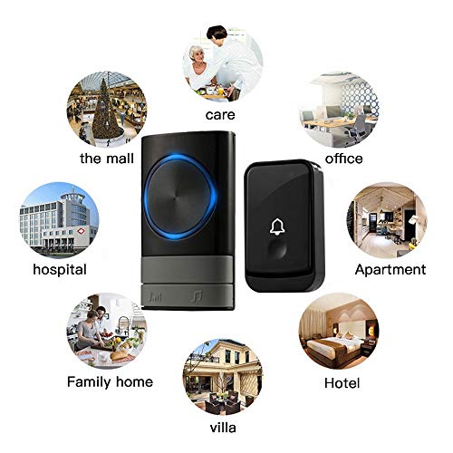 Wireless Doorbell Outdoor Smart Waterproof - 1000ft Range with 1 Receiver, UK Plug - Ideal for Home, Office, Classroom, Warehouse & Garden Use