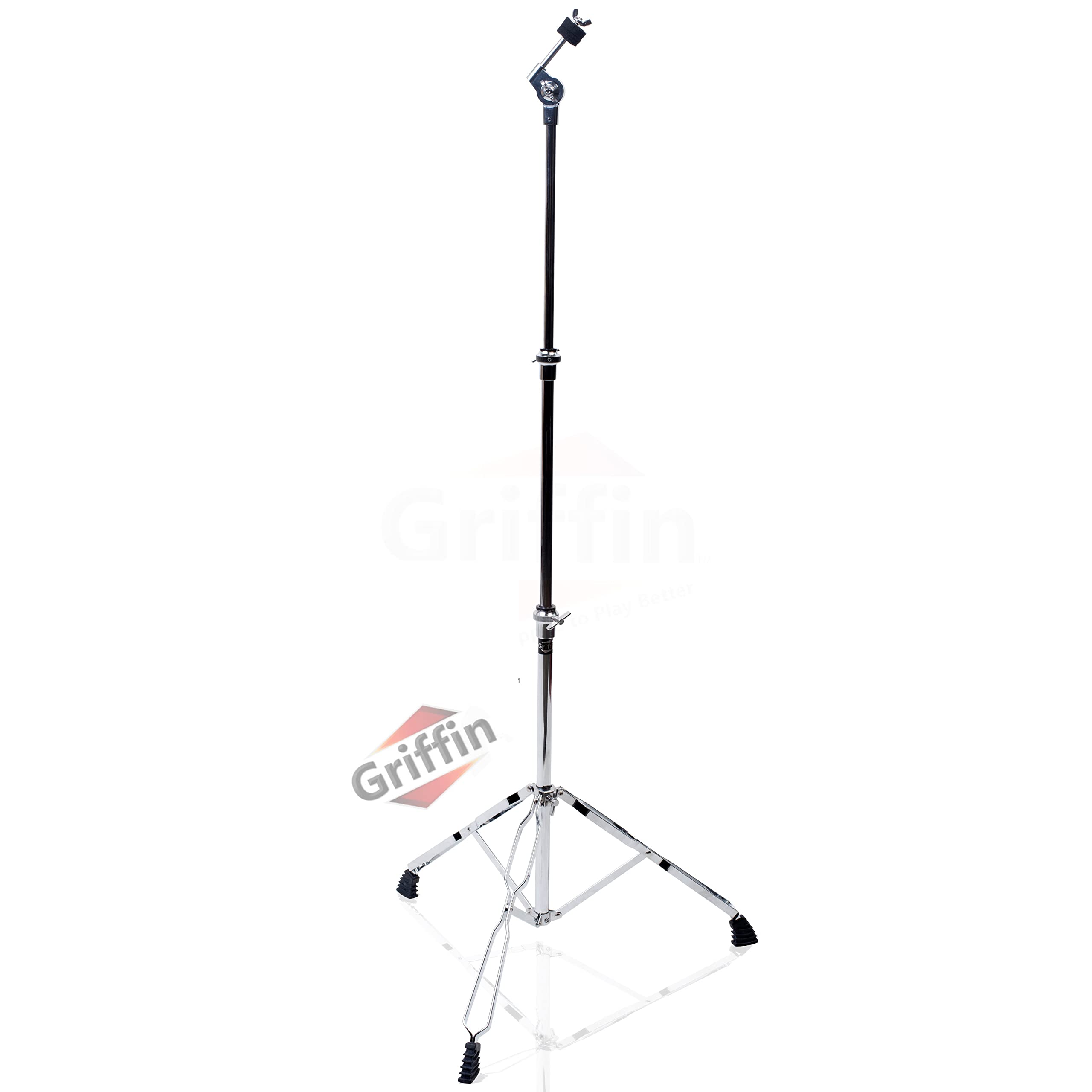 Premium GRIFFIN 4-Piece Cymbal Stand Hardware Pack - Full Size Drum Kit with Snare Mount, Hi-Hat Pedal, Boom & Straight Stands - Lightweight Portable Percussion Equipment for Live Gigs, Studio Recording & Drum Practice