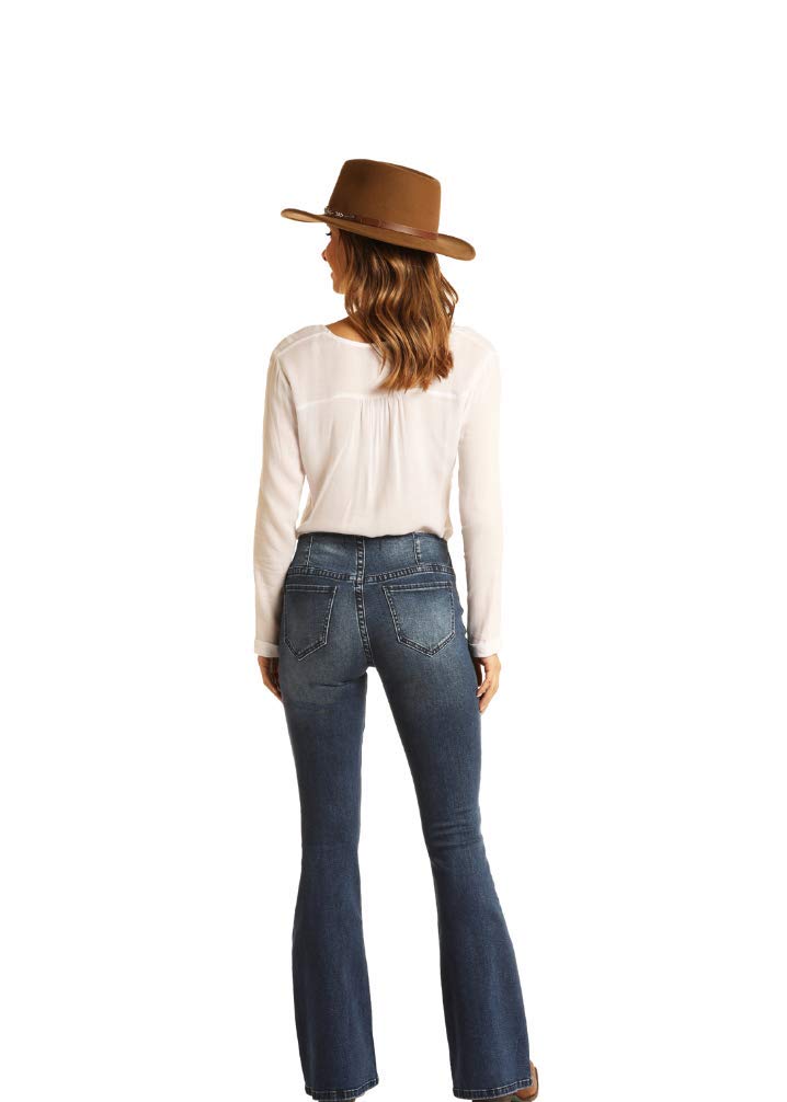 Rock & Roll Cowgirl High-Rise Flare Jeans - Medium Wash for Western Style