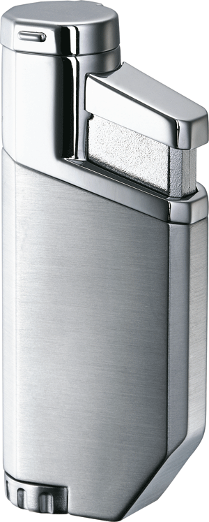Portofino Silver Satin Torch Flame Lighter - Premium Windproof Butane Lighter for Cigars, Candles & Outdoor Use (Camping, BBQ, Hiking)