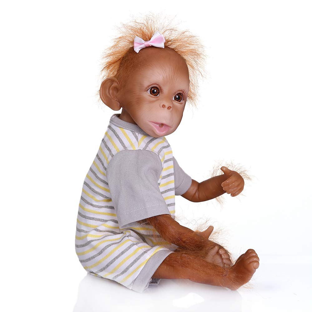 16 Inch 40cm Realistic Reborn Baby Doll - Handmade Soft Silicone & Cotton Body, Lifelike Toddler Monkey Doll - Perfect for Gift Giving, Collecting & Pretend Play (I)