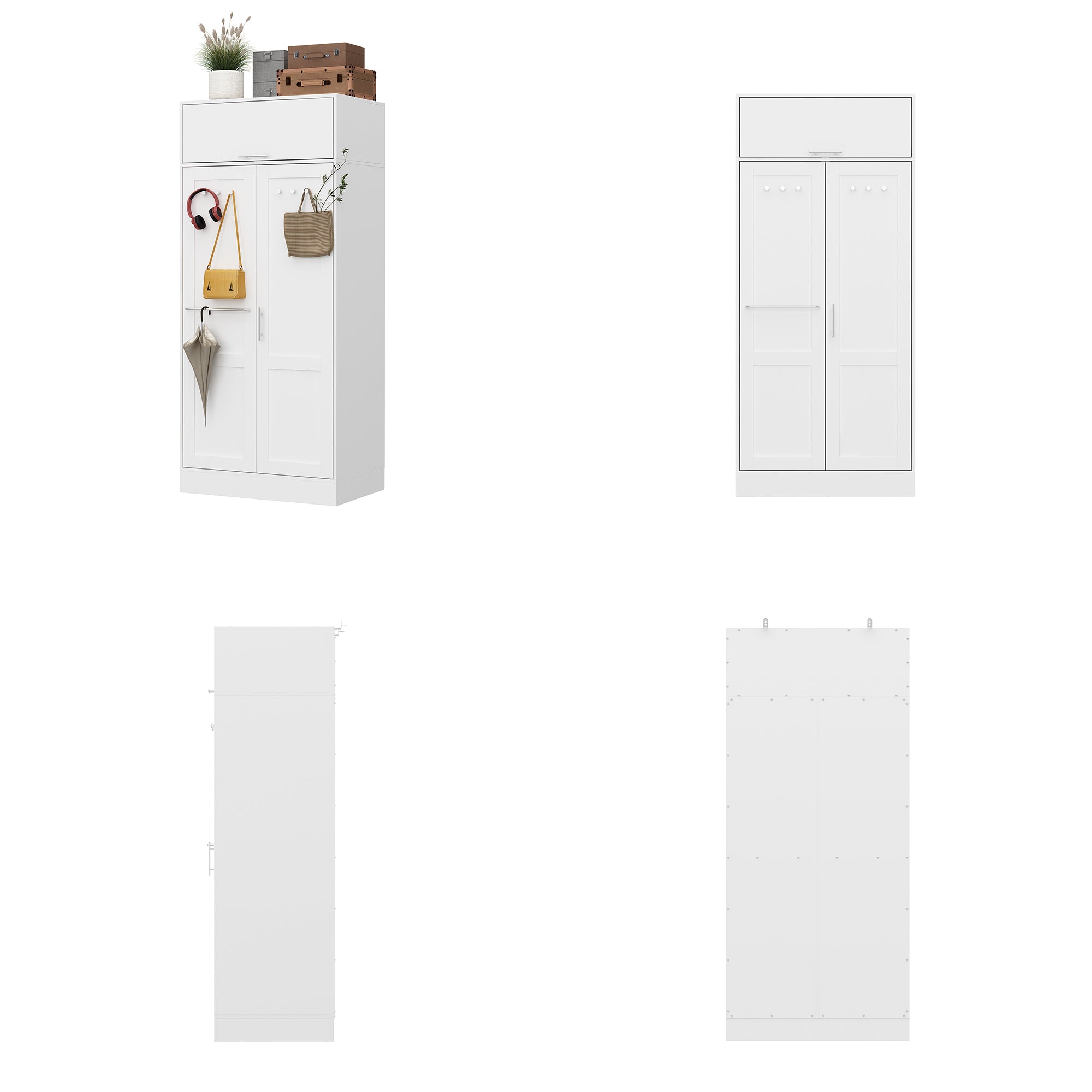 Hall Tree with 1 Hanger Rod & 6 Metal Hooks - Entryway Organizer for Coats, Hats & Bags - Perfect for Mudroom, Foyer or Home Entryway Storage