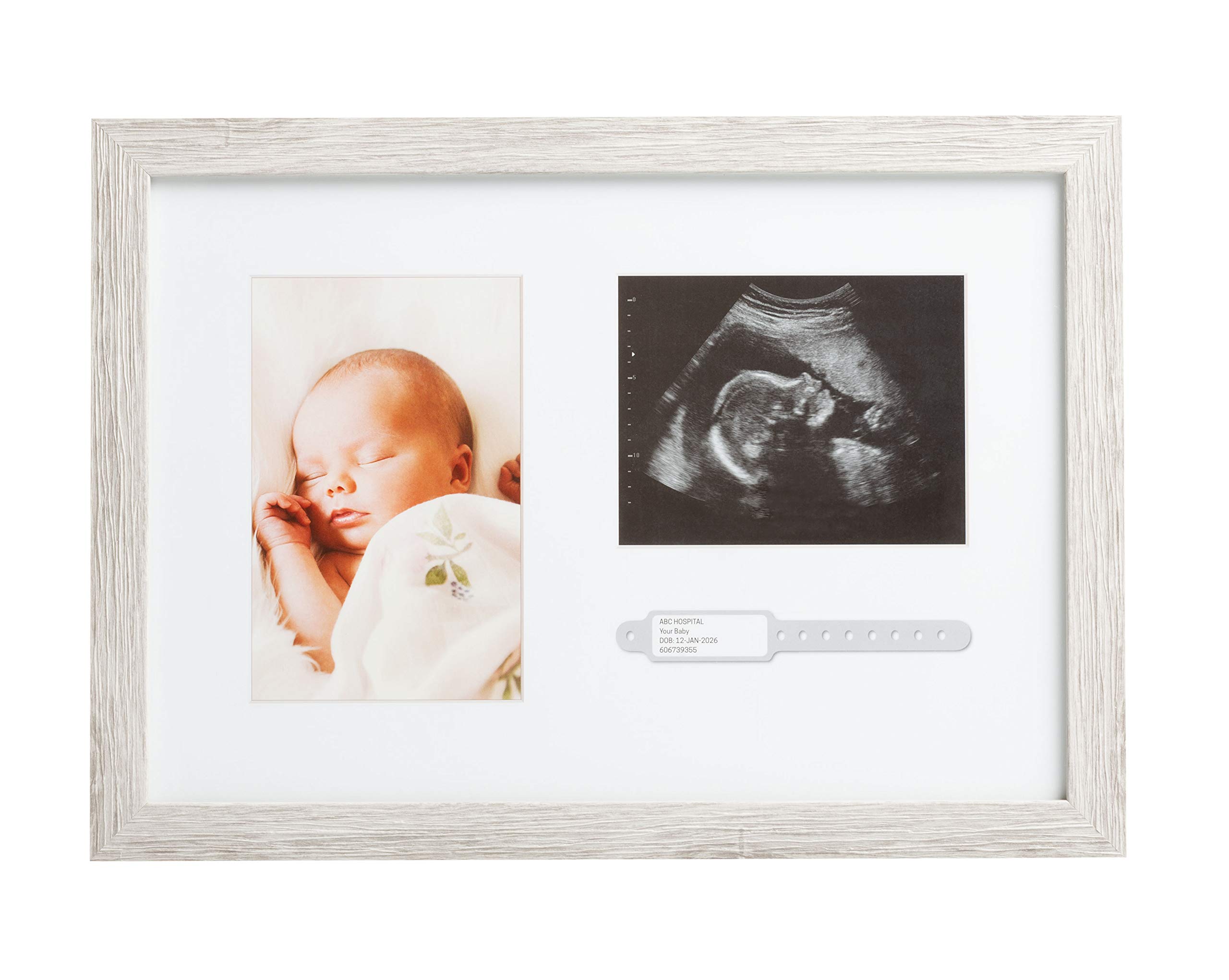 Kate & Milo Rustic Pregnancy Bracelet ID & Sonogram Picture Frame - Gender Neutral Nursery Decor for Baby Showers, Newborn Gifts & Keepsake Memories