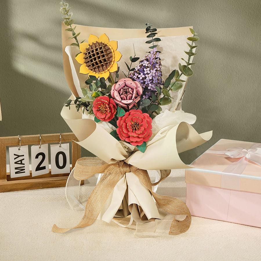 ROWOOD Roka Wooden Puzzle - Pink Rose Flower Brain Teaser Game for Adults & Kids - Perfect for Family Game Night, Birthday Gifts & Stress Relief