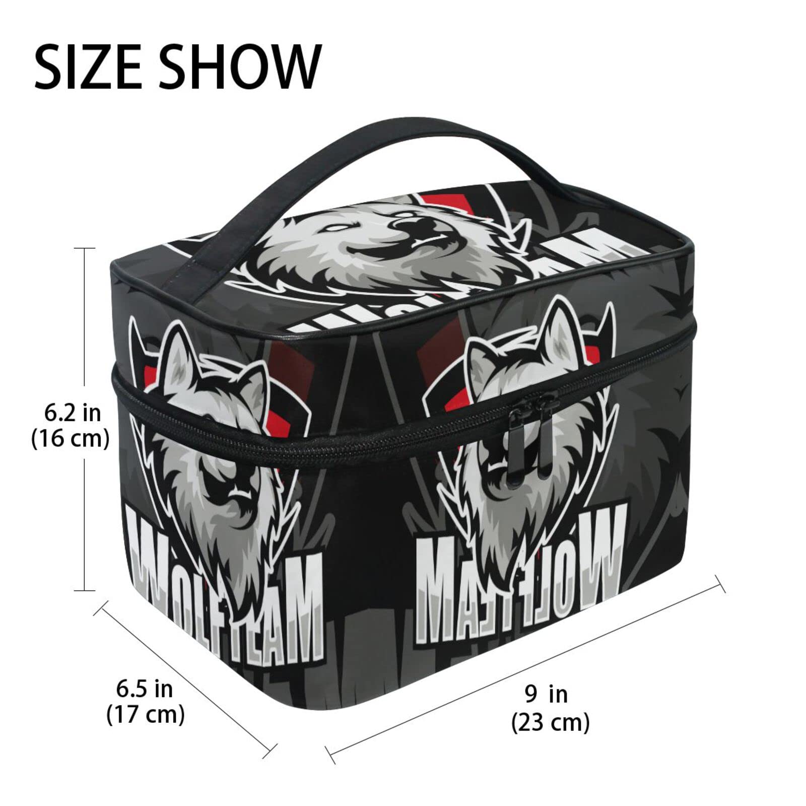 Wolf Animal Black Cartoon Makeup Bag - Cute Zippered Cosmetic Organizer Pouch for Women & Girls | Perfect for Travel, Gym, and Daily Beauty Essentials Storage