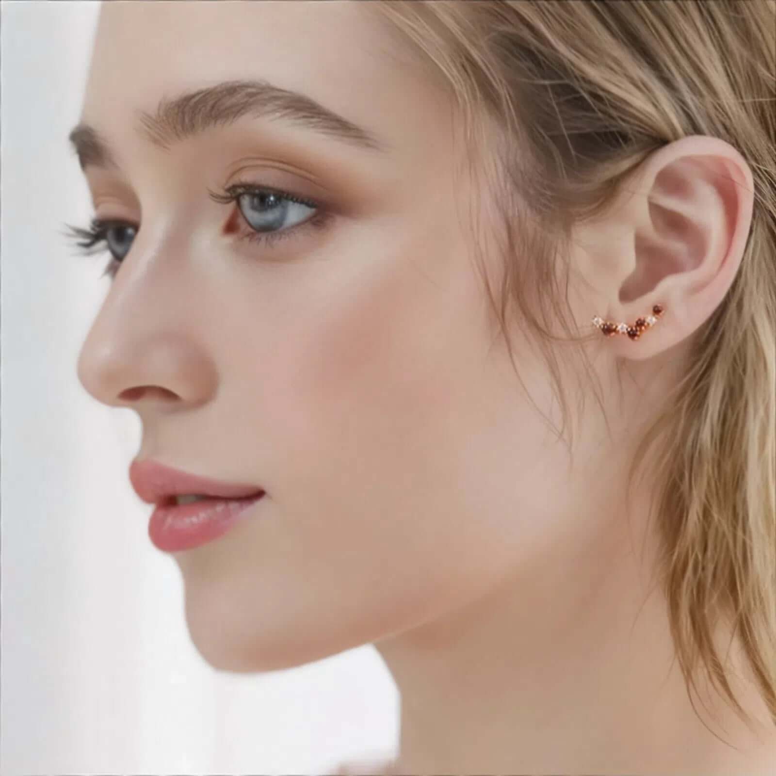 Natural Garnet Meteor Star Ear Climber Earrings for Women | Elegant Dangle Earrings for Party, Wedding & Evening Wear | E7277