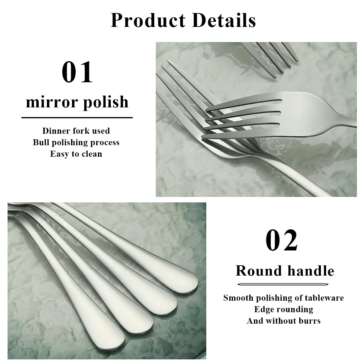Evanda 12-Piece Stainless Steel Dinner Forks Set - 8.07 Inch Cake, Table & Dessert Forks - Dishwasher Safe & Easy Clean - Perfect for Dining, Parties, Catering & Home Kitchen Use