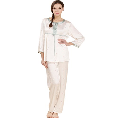 LoveSilk Women's 100% Pure Silk Pajama Set - Luxury Sleepwear for Women, Soft & Breathable Nightwear, Elegant Loungewear Gift for Her - Perfect for Relaxing at Home, Spa Days & Romantic Getaways