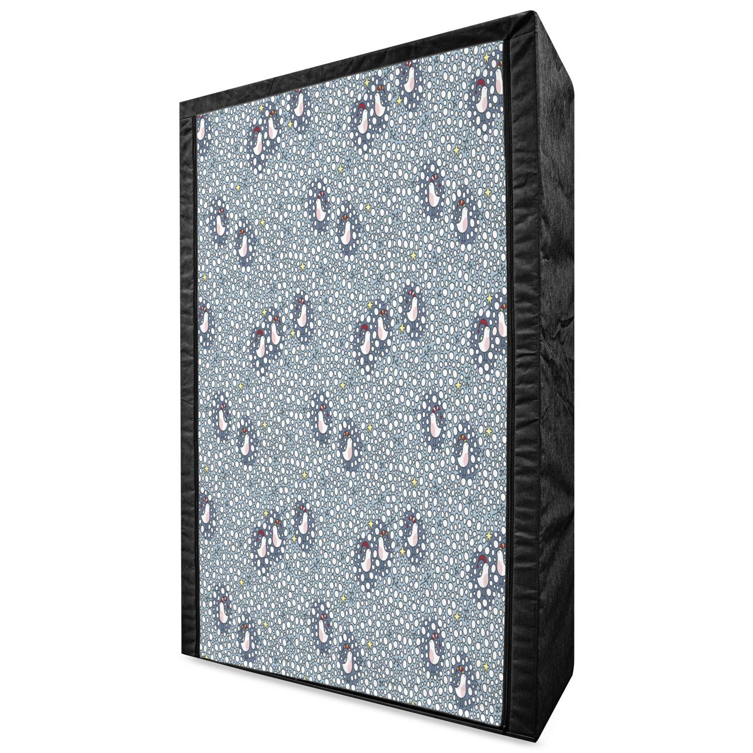Ambesonne Winter Portable Fabric Wardrobe - Doodle Style Bullfinch Birds with Christmas Hats & Snow Design - 42.5