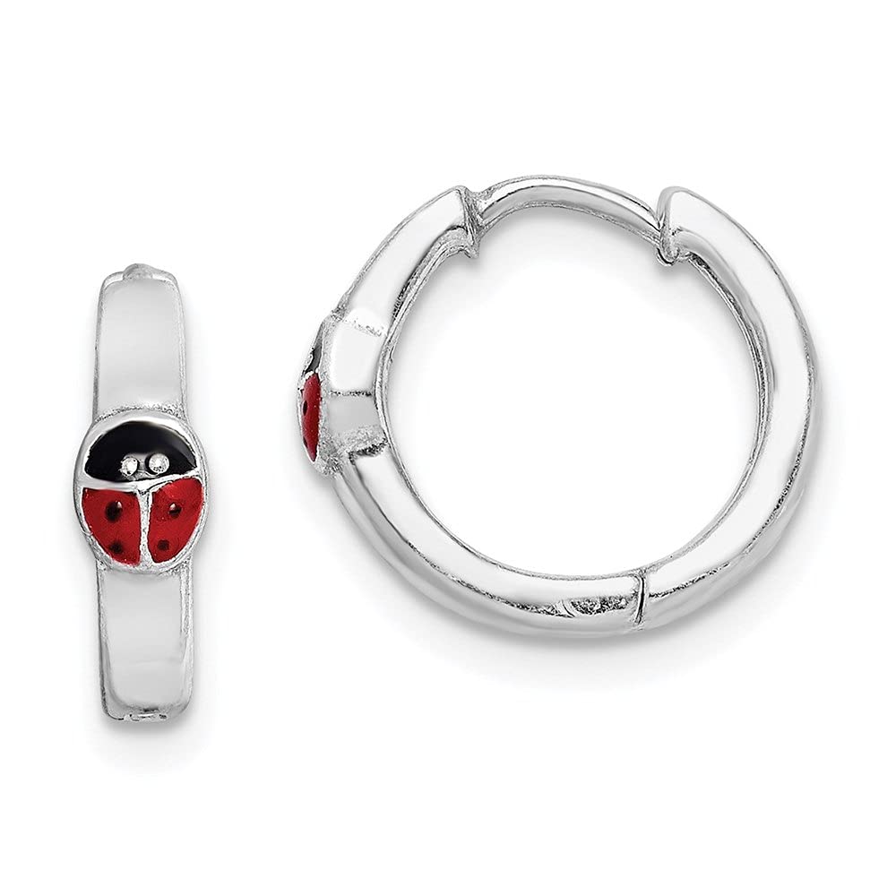 925 Sterling Silver Plated Enameled Ladybug Hoop Earrings for Women - Cute Dainty Fine Jewelry Gift for Her - Perfect for Everyday Wear, Parties & Special Occasions