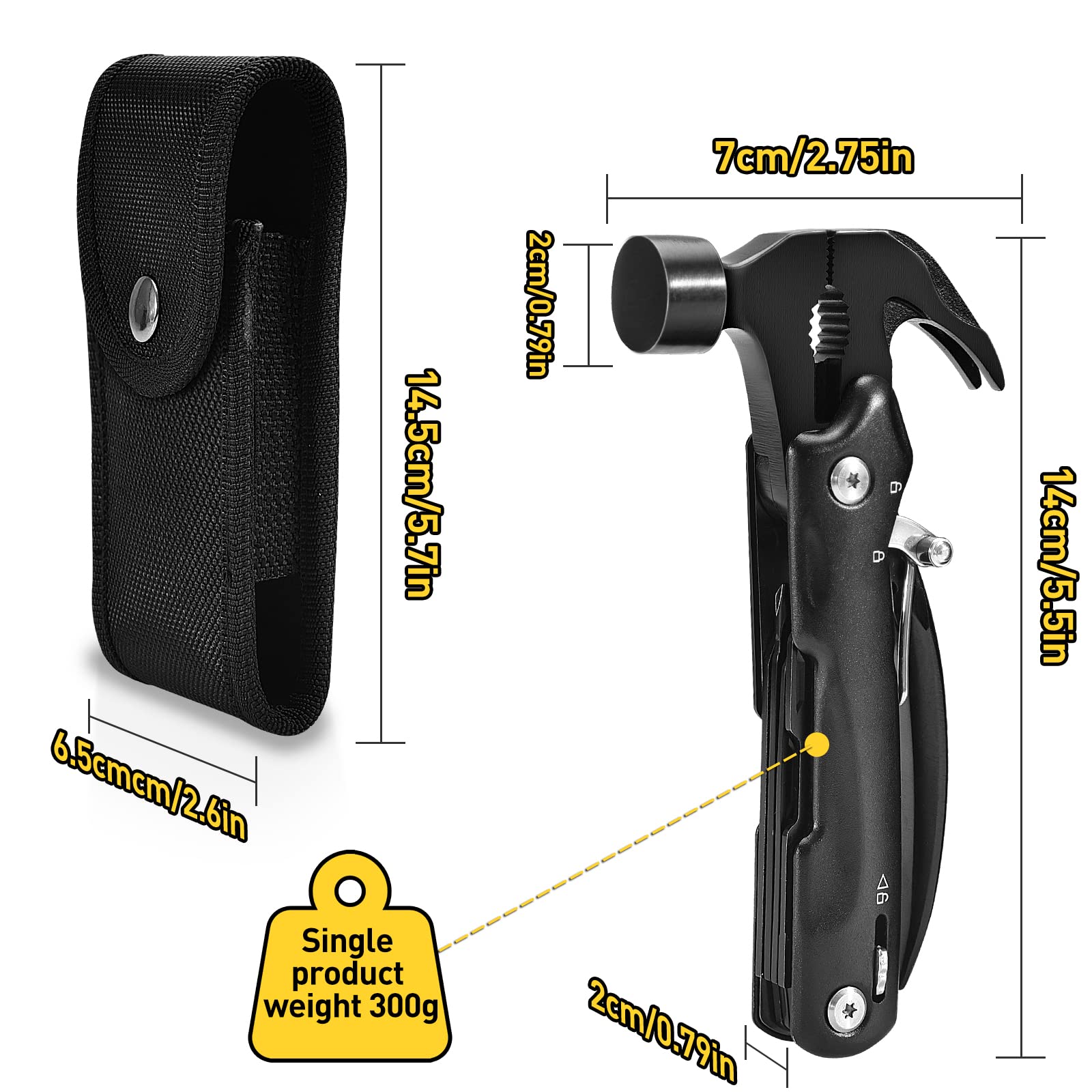 12-in-1 Multitool Camping Gear for Men - Perfect Father's Day Gift, Birthday Present for Dad, Husband & Outdoorsmen - Survival Tools for Hiking, Fishing, BBQ & Emergency Preparedness