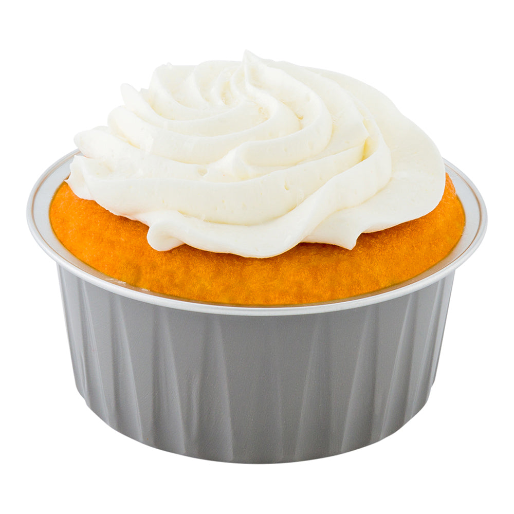 4 oz Round Gray Aluminum Baking Cups with Lids - 3.25